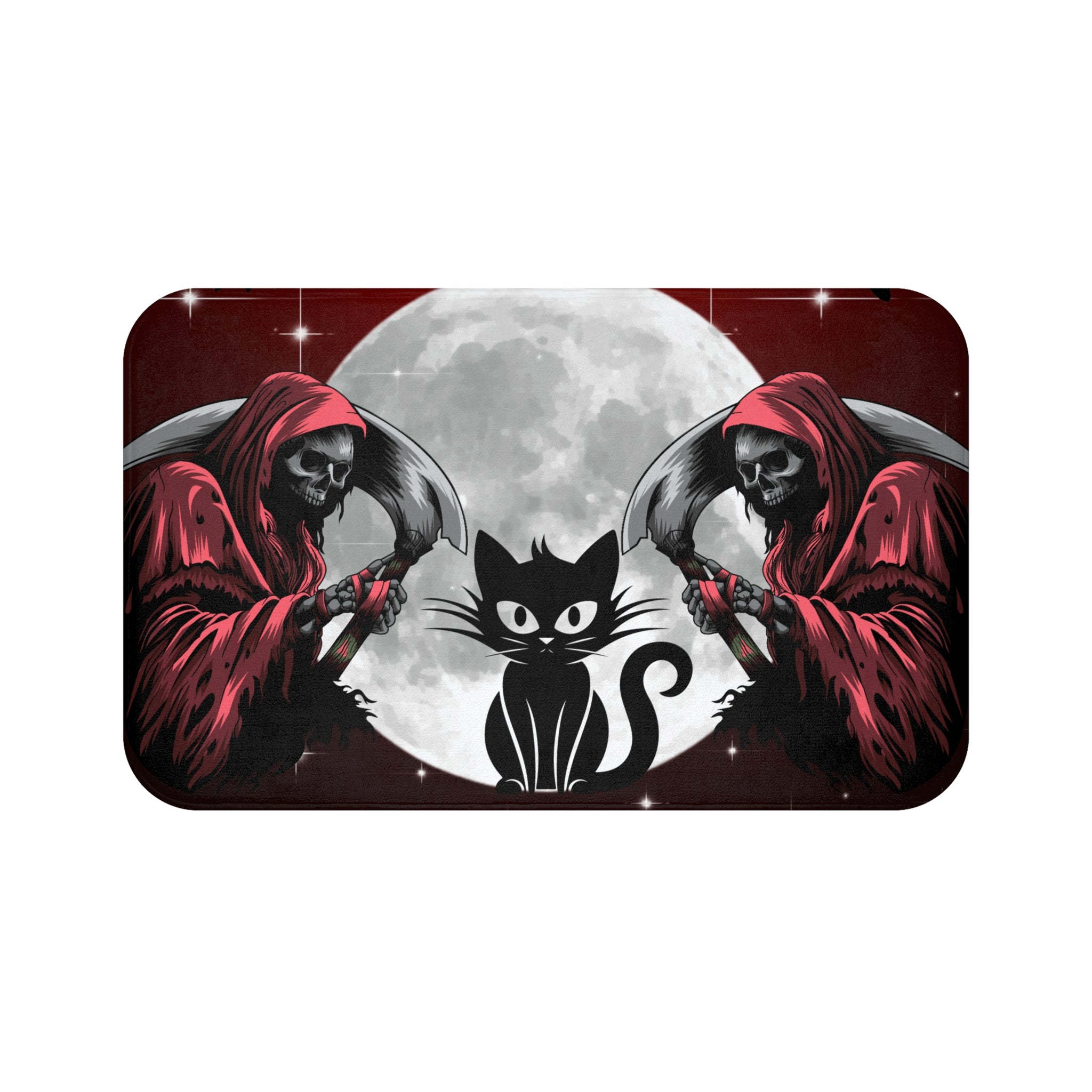 Gothic Grim Reaper Cat Bath Mat — Full Moon Bathroom Decor
