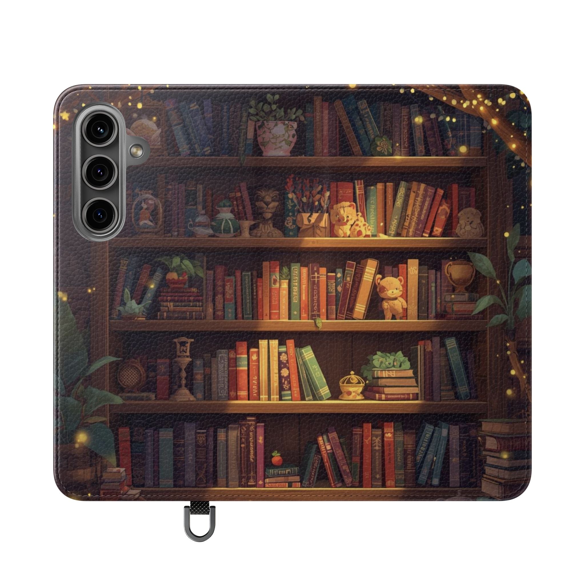 Whimsigoth Bookcase Wallet Flip Case - Romantasy Reader Phone Wallet - Book Pattern Flip Case - Bookish Phone Case