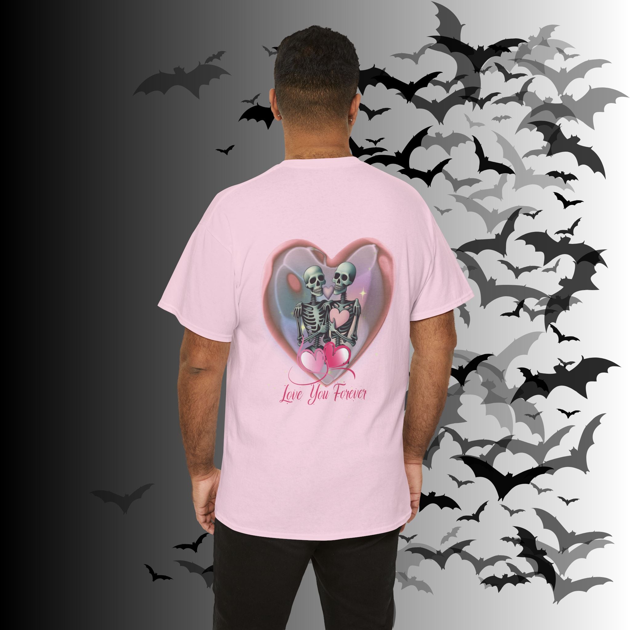 "Love You Forever" Gothic Skeleton Couples T-Shirt — Goth Valentine's Day Matching Tee