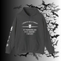 I Identify As a Threat Hoodie — Gothic Skull Sleeve Print FAFO Black