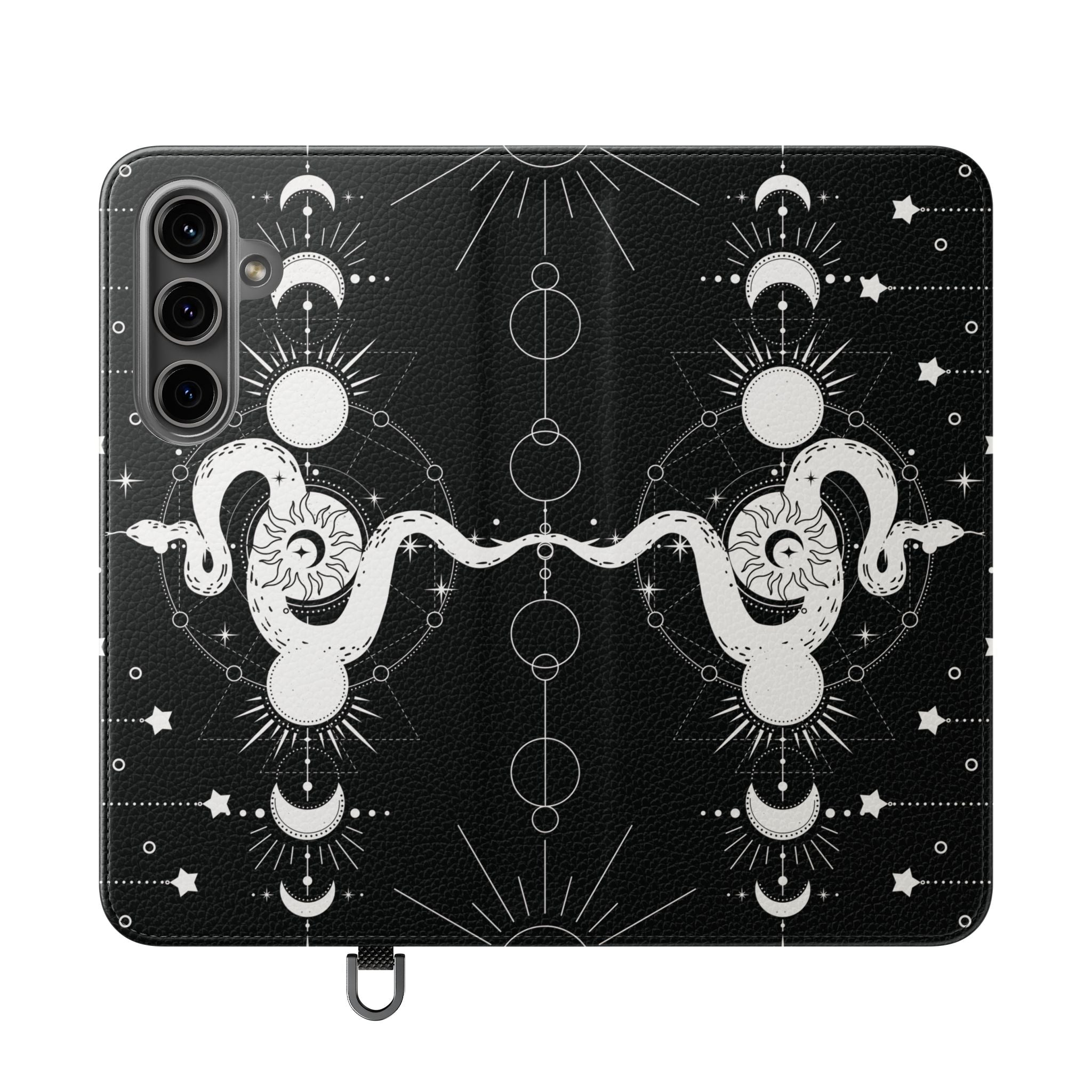 Gothic Style Celestial Snake Moon Phases Wallet Flip PhoneCase - Celestial Style Phone Case for iPhone and Samsung - Moon Phases Wallet Case