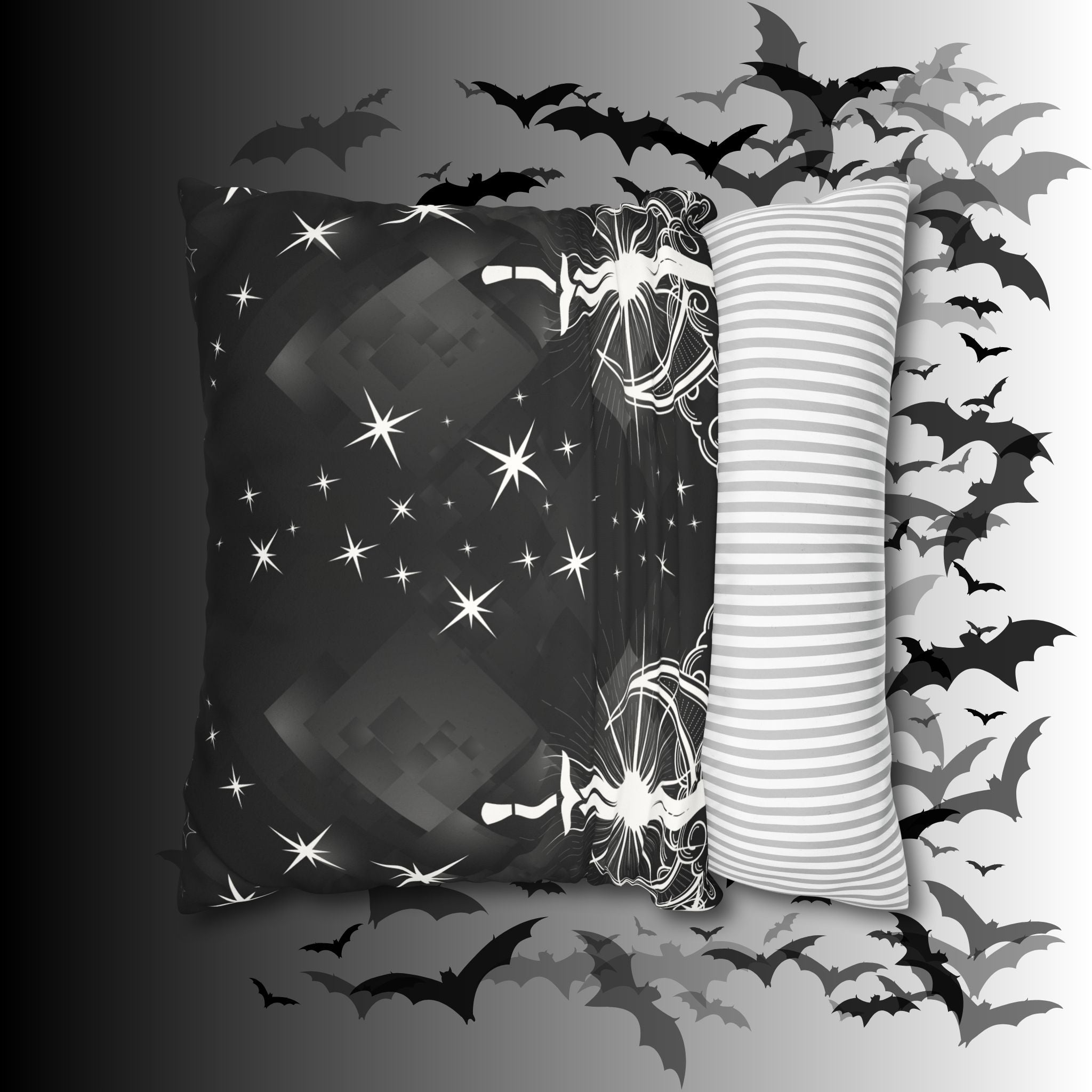 Gothic Moon Sword Celestial Throw Pillow — Dark Witchy Home Decor