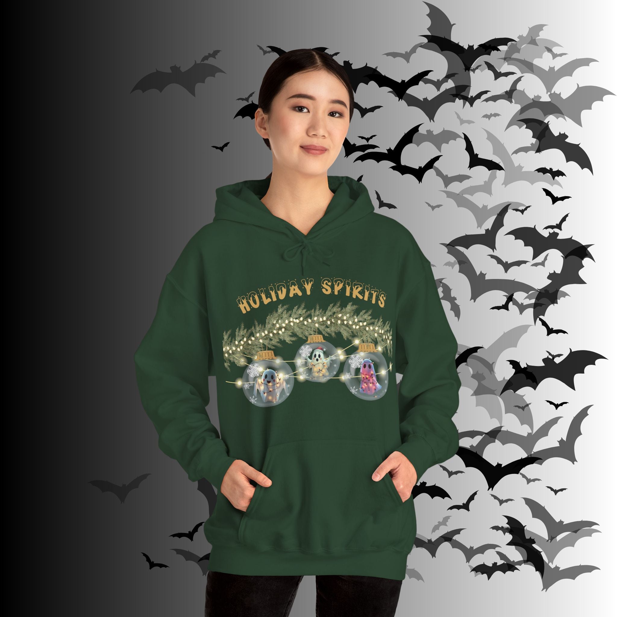 Holiday Spirits Hoodie — Ghost Christmas Ornament Gothmas Pullover