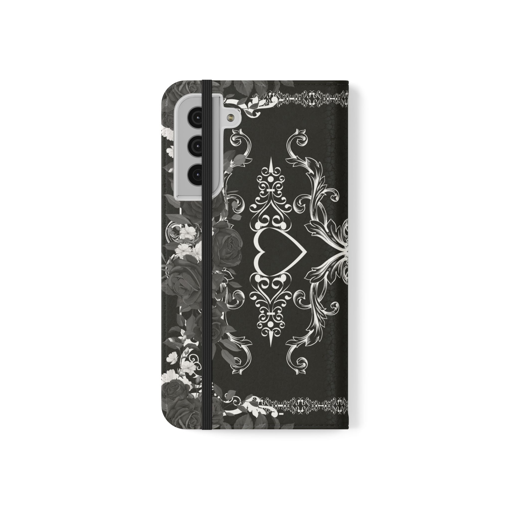 Romantic Goth Wallet Flip Case - Goth Botanical Phone Case