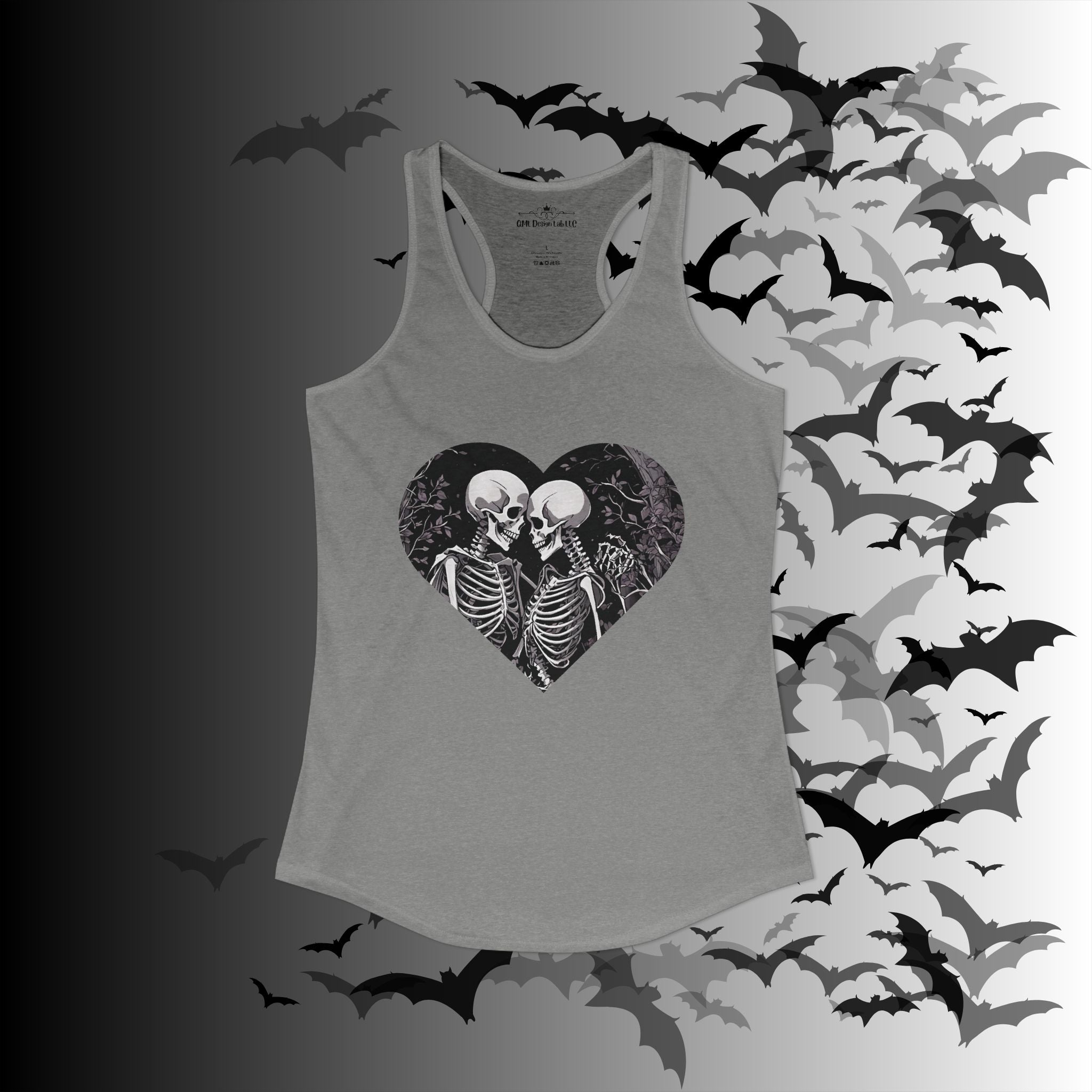 Gothic Skeleton Heart "Forever Yours" Racerback Tank Top — Dark Romance Front & Back
