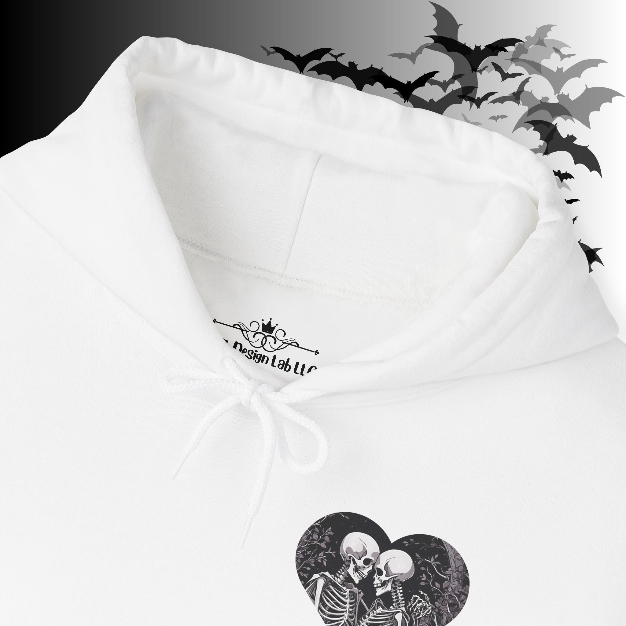 Gothic Skeleton "Forever Yours" Couples Hoodie — Dark Romance Front & Back Print