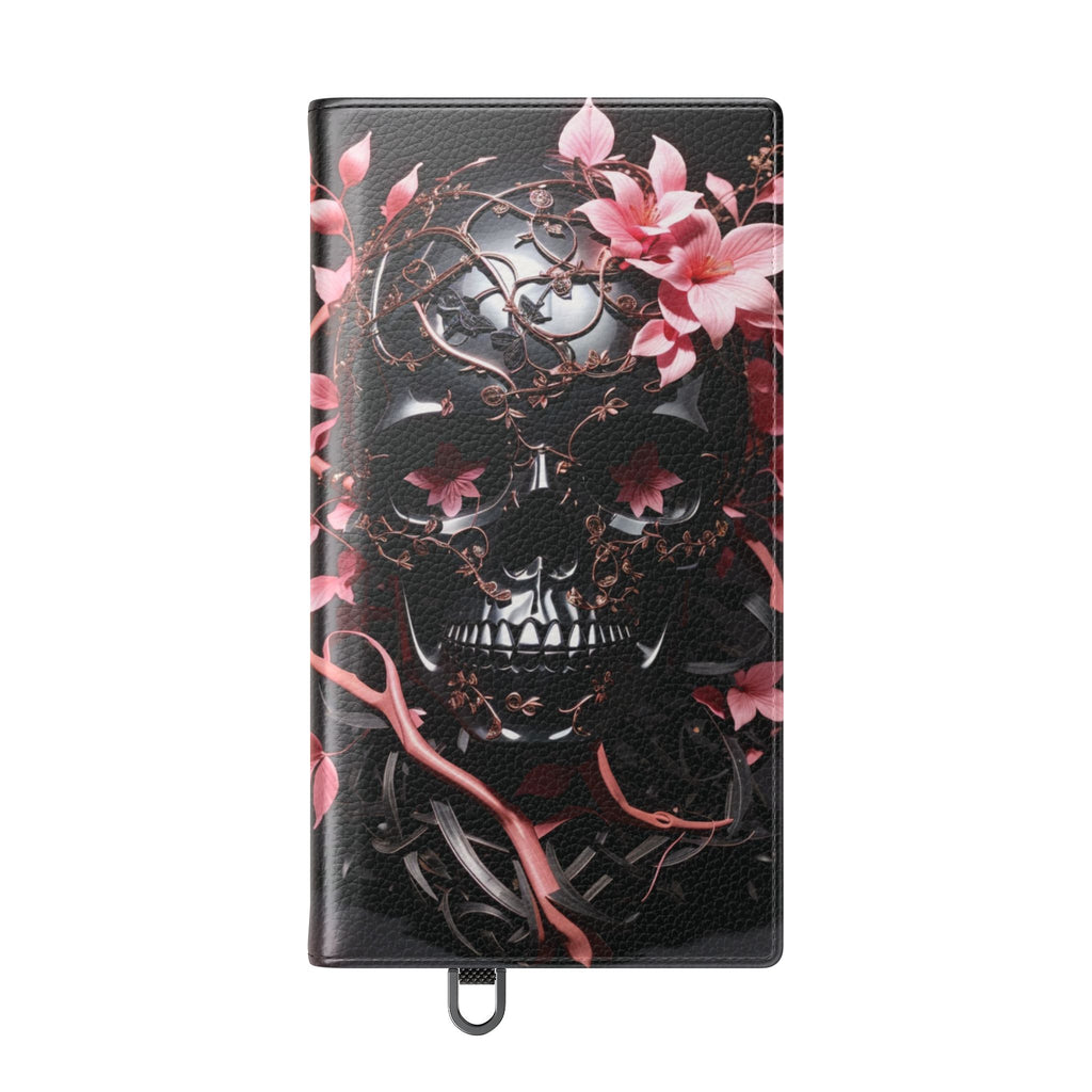 Pink Pastel Goth Skull Flip Wallet Phone Case - Skull Wallet Case for Samsung iPhone - Gothic Style Skull Wallet Phone Cases
