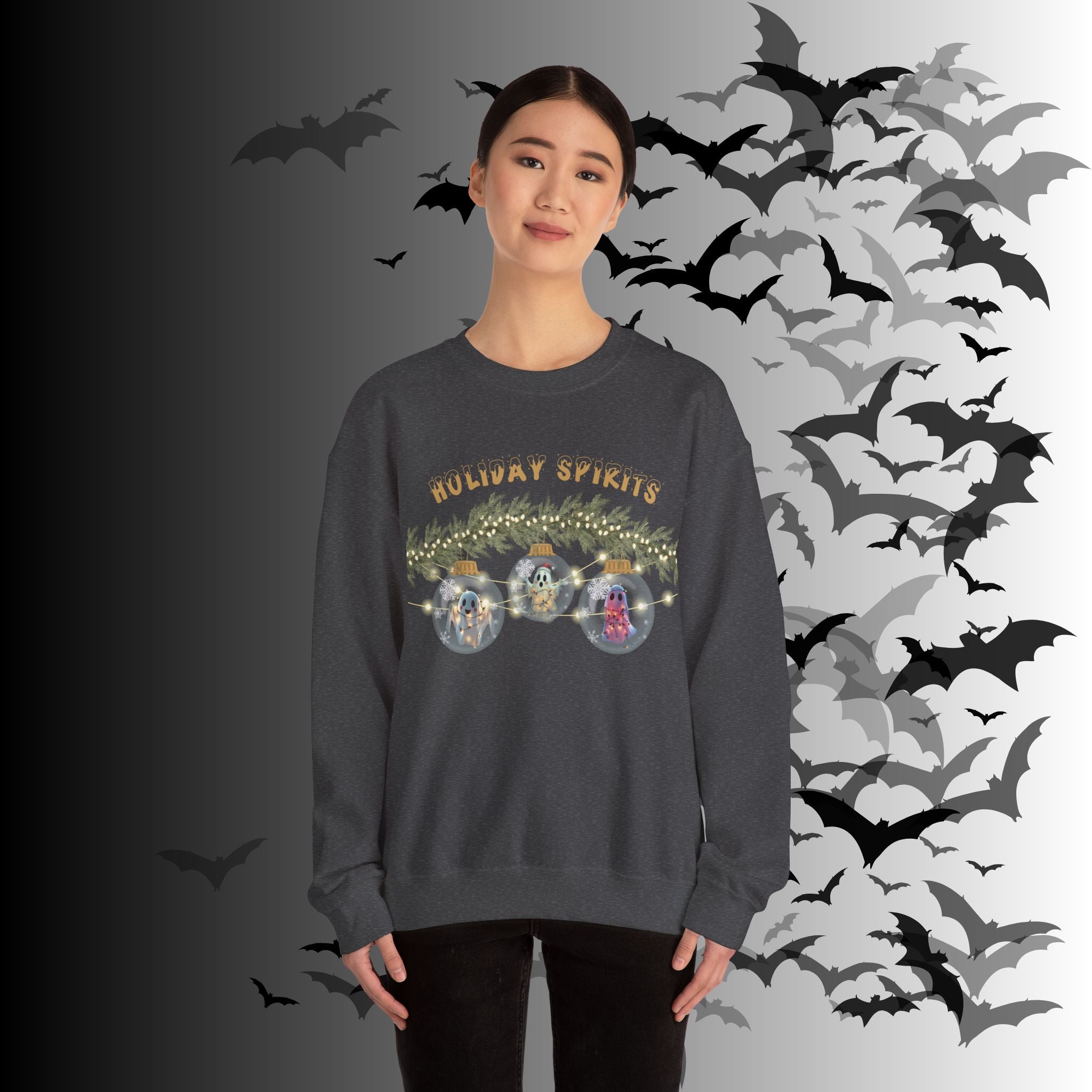 Holiday Spirits Crewneck Sweatshirt — Ghost Christmas Ornament Gothmas