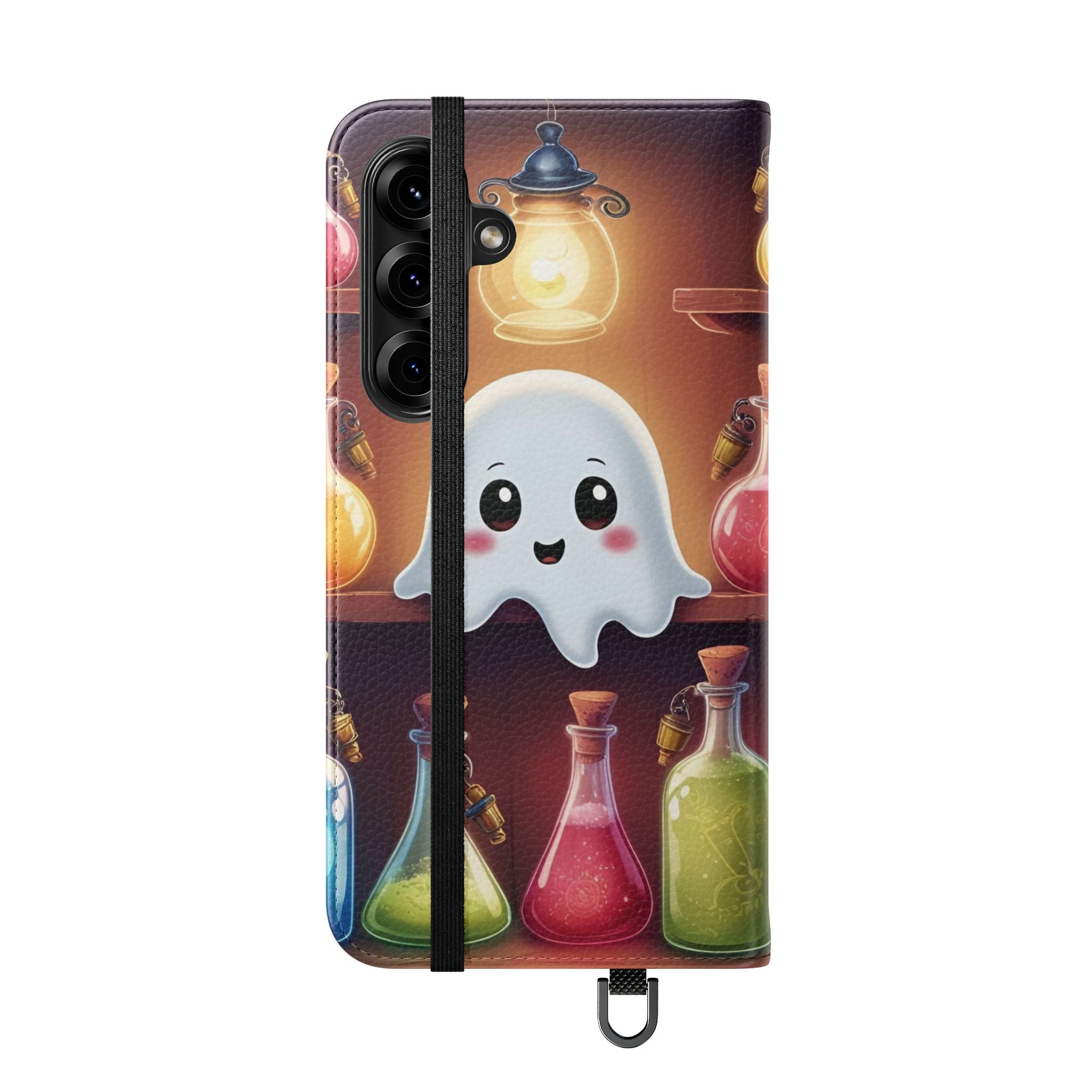 Apothecary Ghost Flip Wallet Case - Spooky Halloween Phone Case - Gothic Ghost Smartphone Case -  Ghost on a Shelf Wallet Case