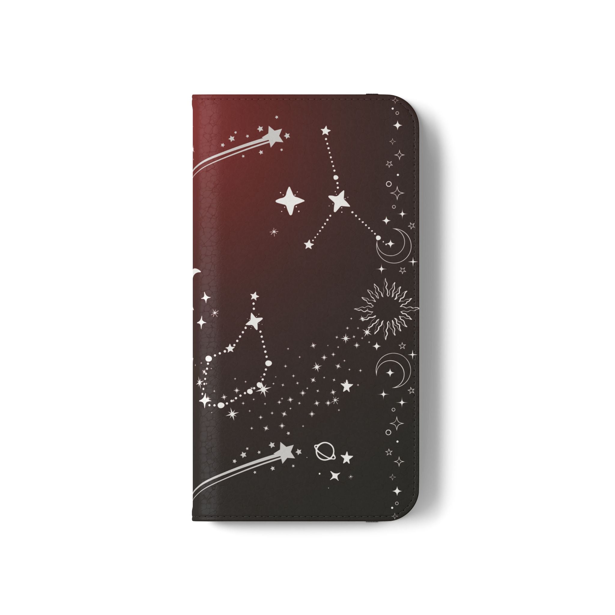 Gothic Celestial Black and Red Flip Wallet Case for iPhone and Samsung Galaxy Phones