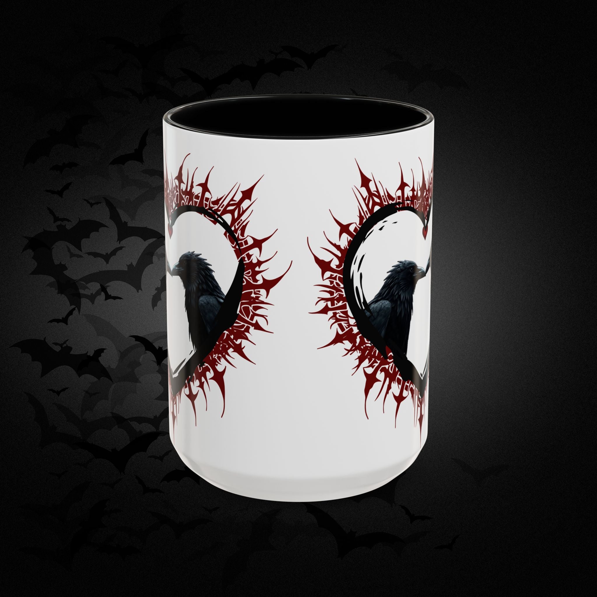 Raven Heart Gothic Coffee Mug — Dark Romance Corvid Design