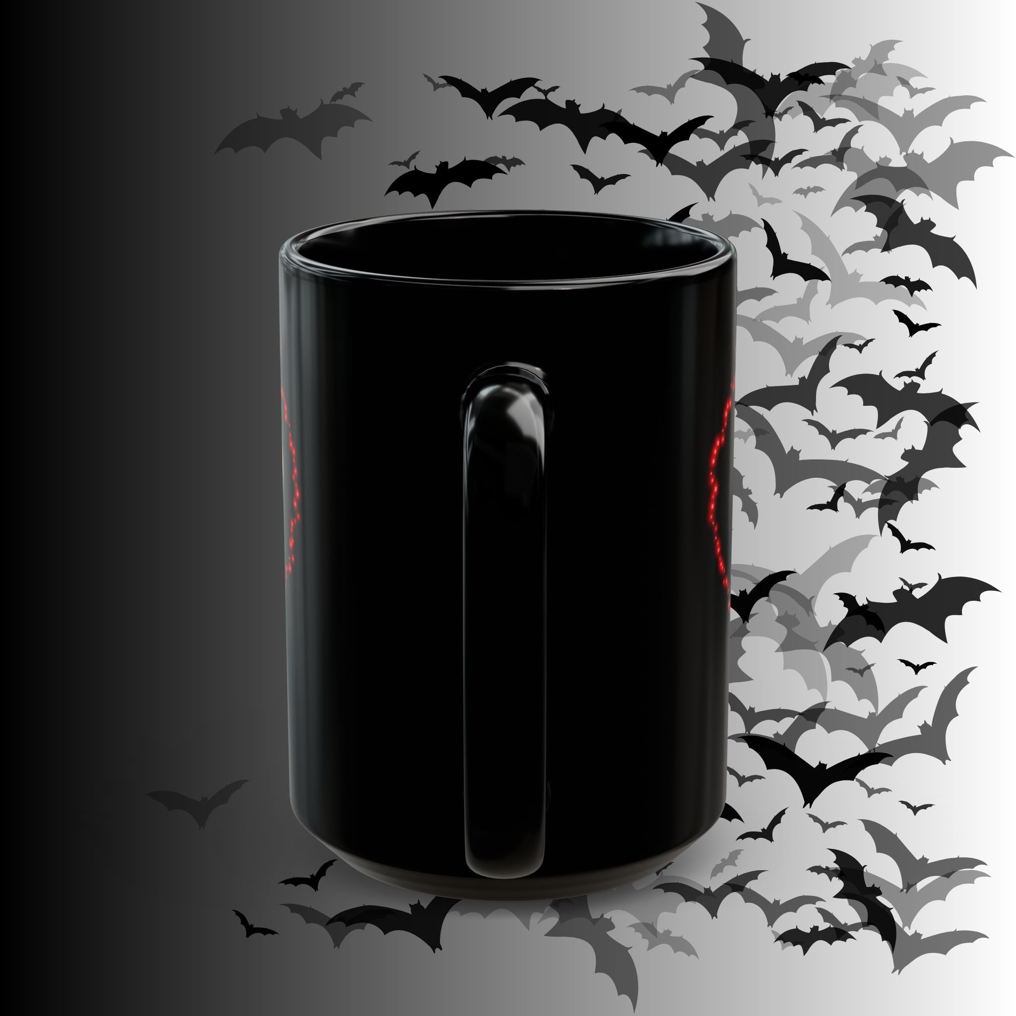 Black Cat Moon Heart Mug — 'I Would Spend All Time Of My Lives With You' Gothic Valentine Coffee Mug