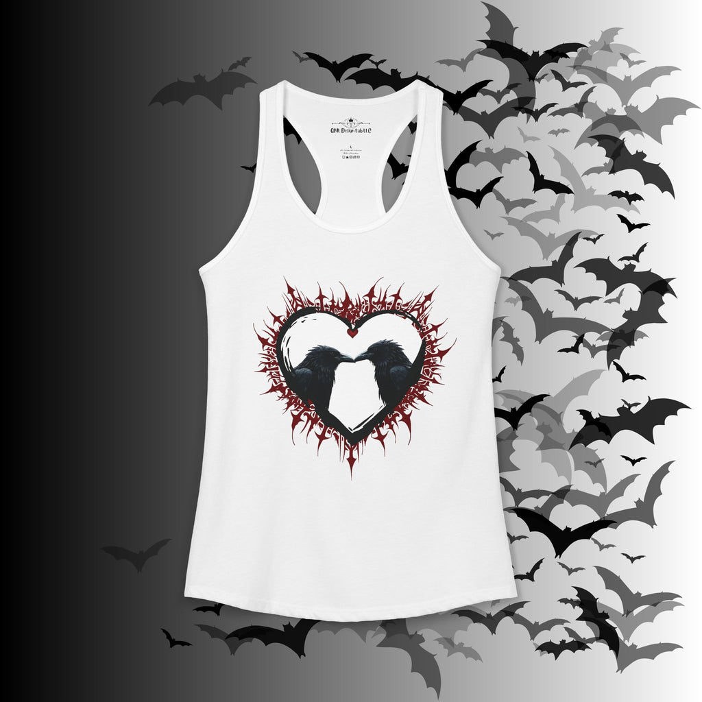 Gothic Raven Heart Racerback Tank Top — Dark Romance Corvid Tank