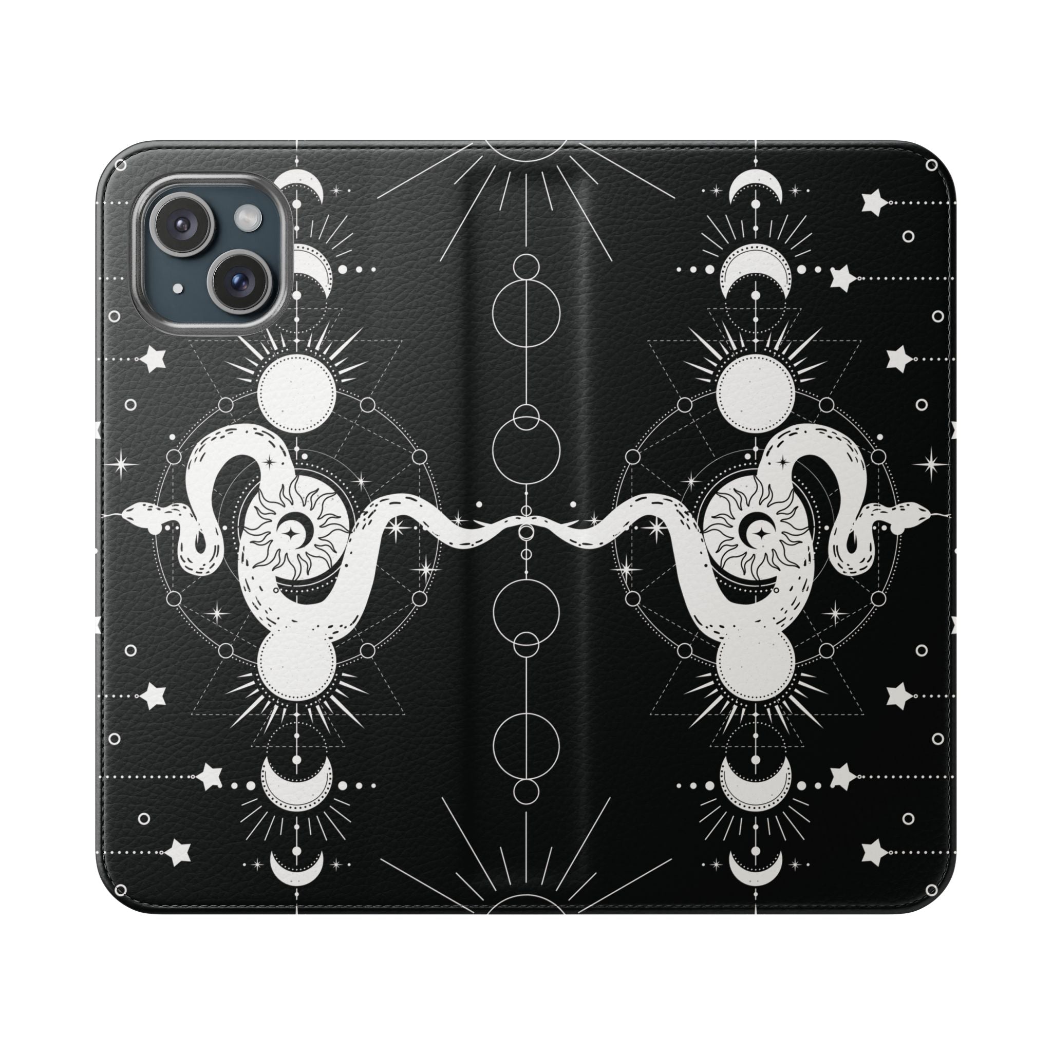 Gothic Style Celestial Snake Moon Phases Wallet Flip PhoneCase - Celestial Style Phone Case for iPhone and Samsung - Moon Phases Wallet Case