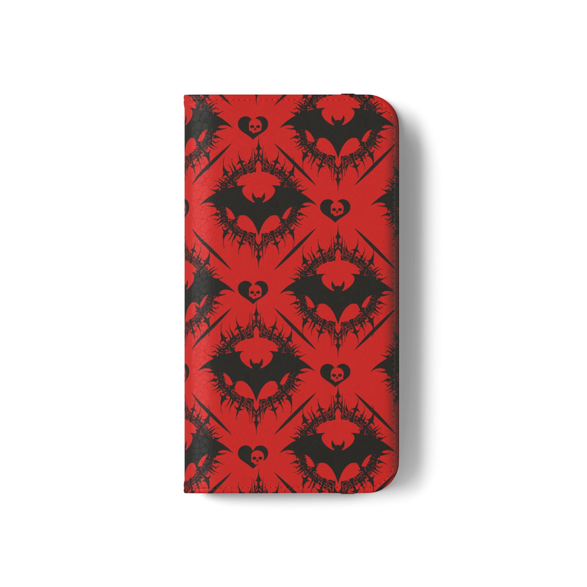 Gothic Bat Wallet Flip Case - Elegant Goth Phone Wallet - Bat Pattern Flip Case - Gothic Phone Case - Stylish Wallet Phone Case