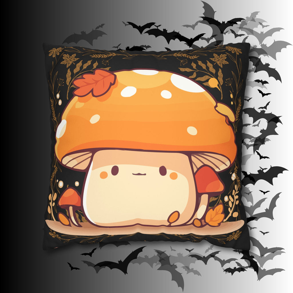 Dark Cottagecore Mushroom Throw Pillow — Forest Witch Kawaii Home Decor