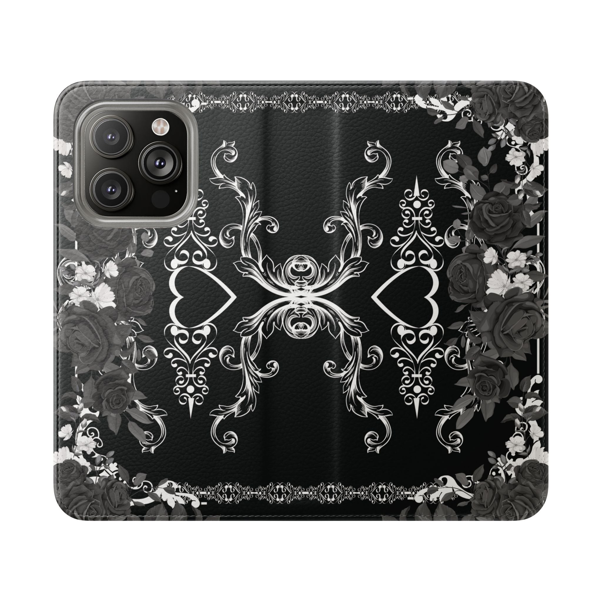 Romantic Goth Wallet Flip Case - Goth Botanical Phone Case