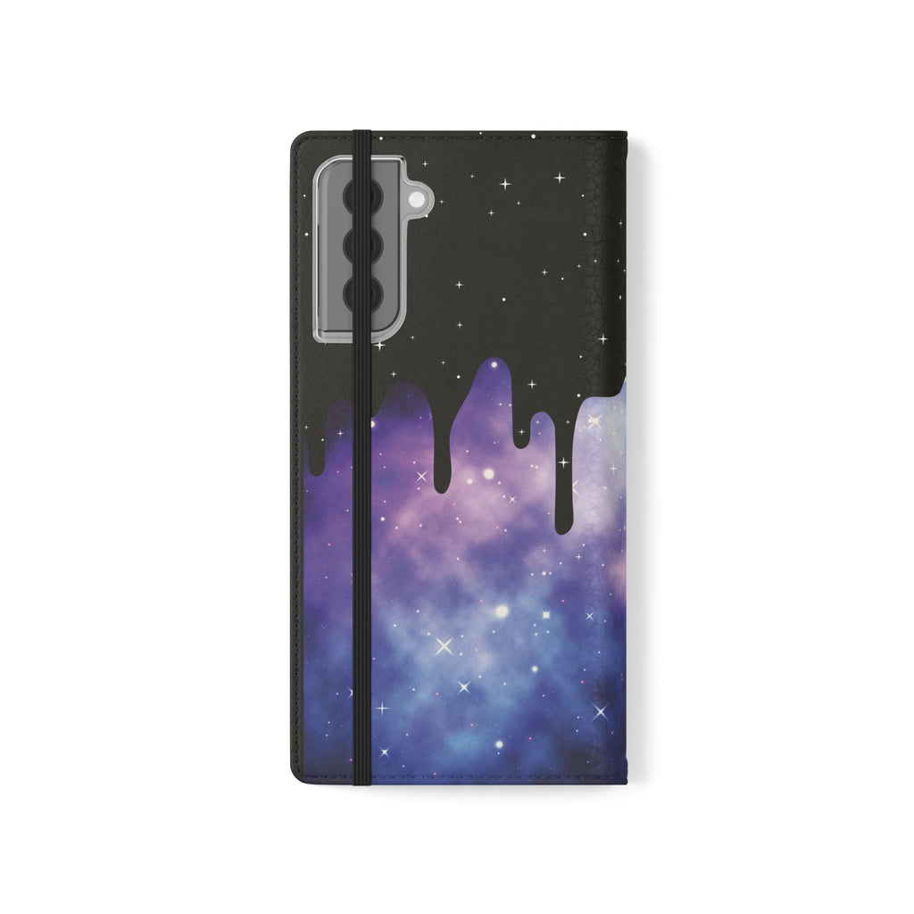 Pastel Goth Drippy Galaxy Flip Wallet Phone Case - Wallet Case for Samsung and iPhone - Gothic Style Wallet Phone Cases