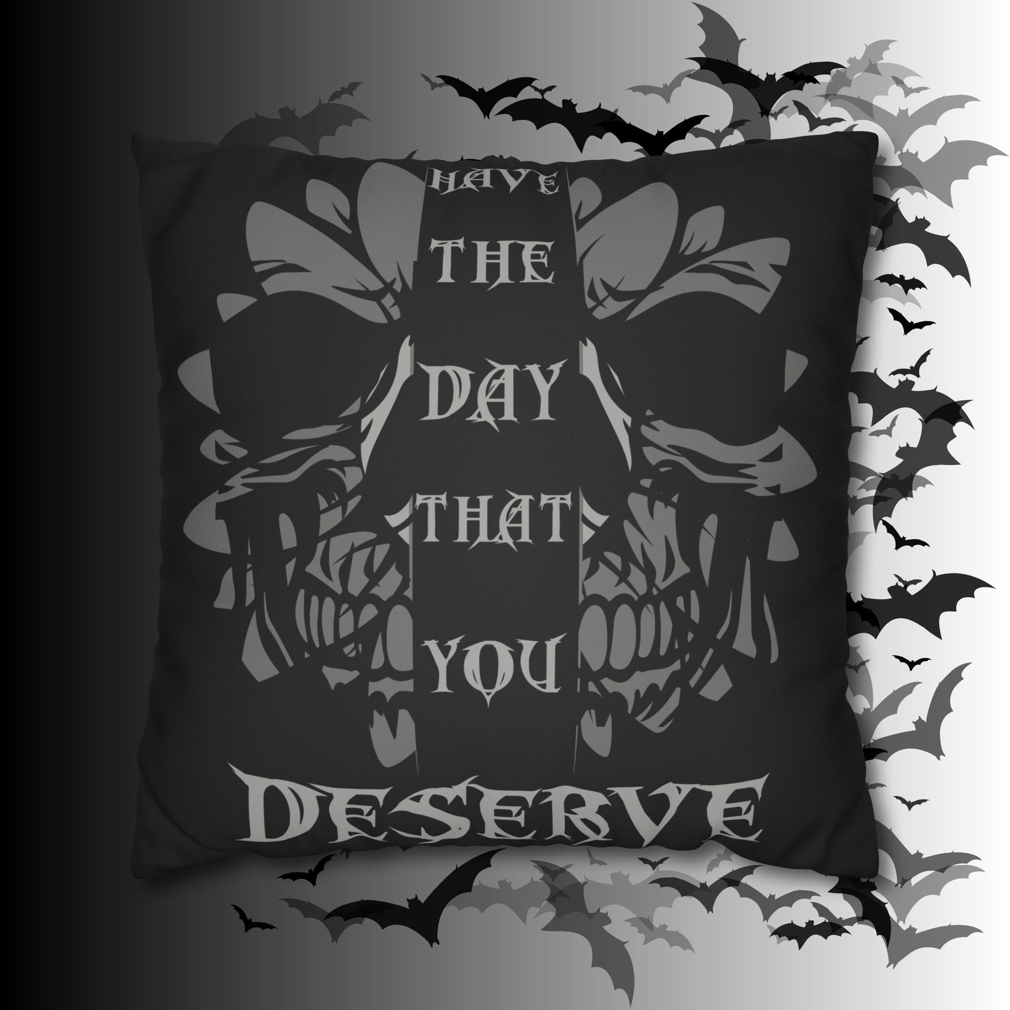 Gothic Floral Skull Throw Pillow — Dark Botanical Moody Home Decor