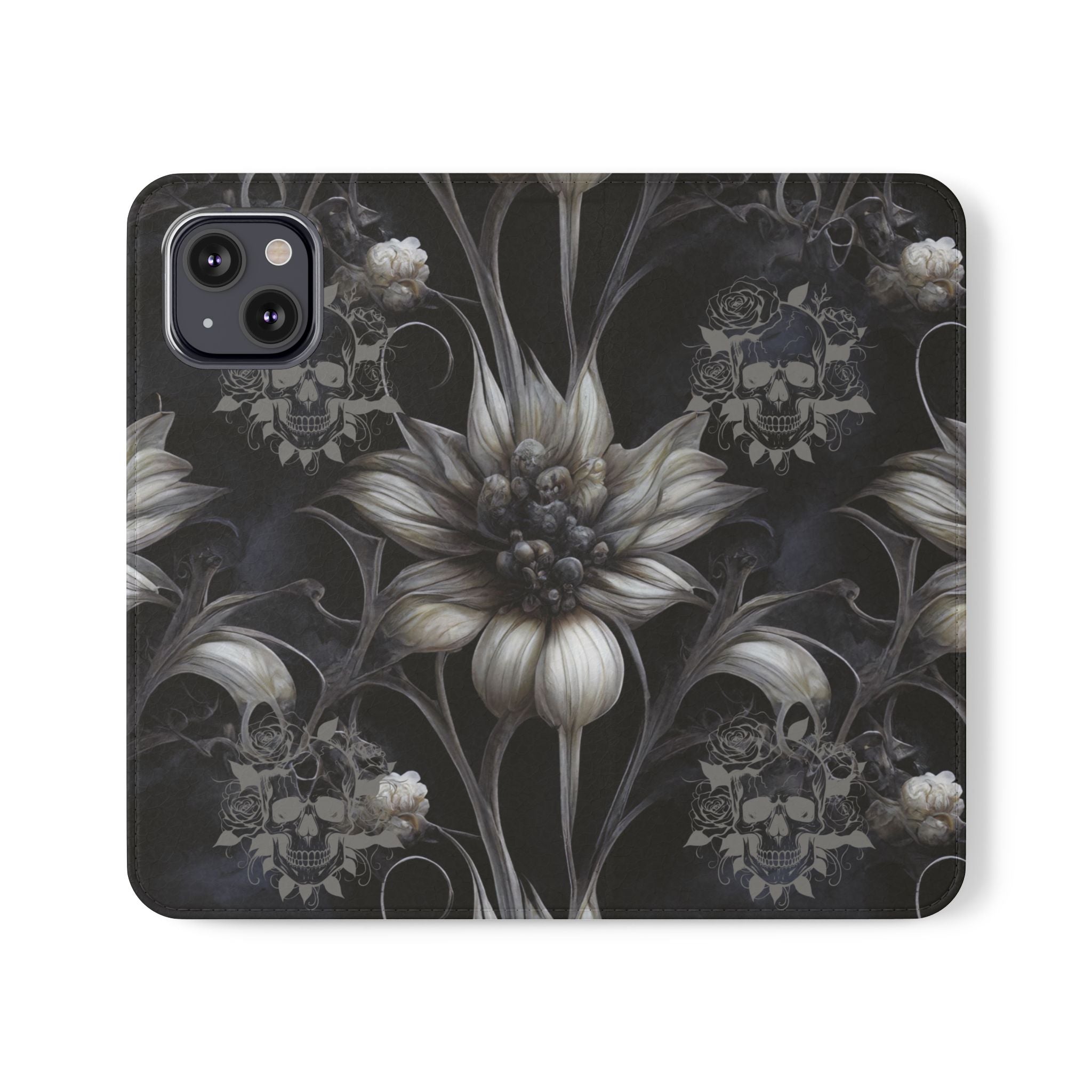 Goth Botanical Flip Wallet Case for iPhone and Samsung Galaxy Phones