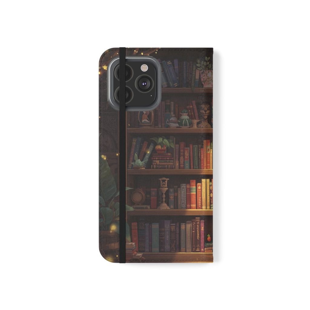Whimsigoth Bookcase Wallet Flip Case - Romantasy Reader Phone Wallet - Book Pattern Flip Case - Bookish Phone Case