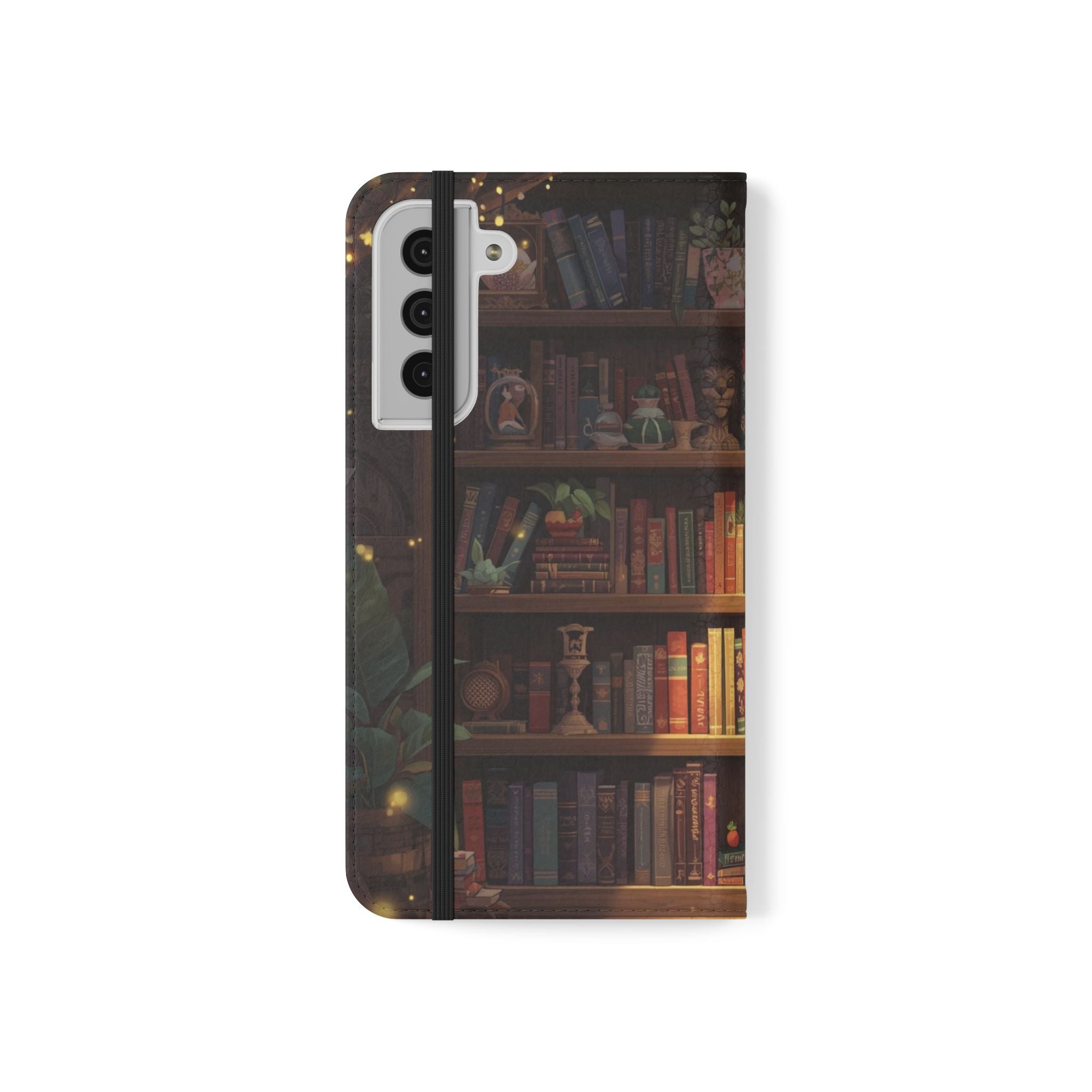 Whimsigoth Bookcase Wallet Flip Case - Romantasy Reader Phone Wallet - Book Pattern Flip Case - Bookish Phone Case