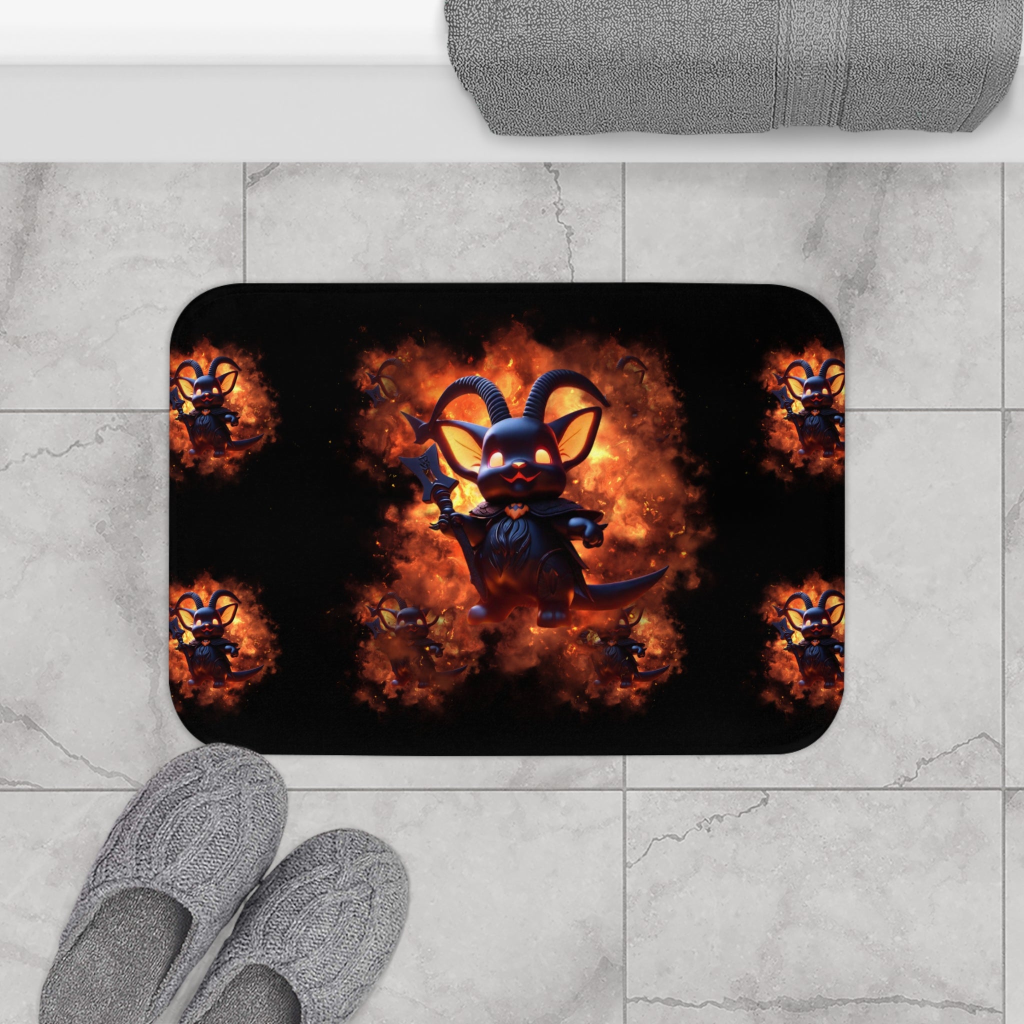 Whimsigoth Kawaii Baphomet Bath Mat — Cute Gothic Bathroom Decor