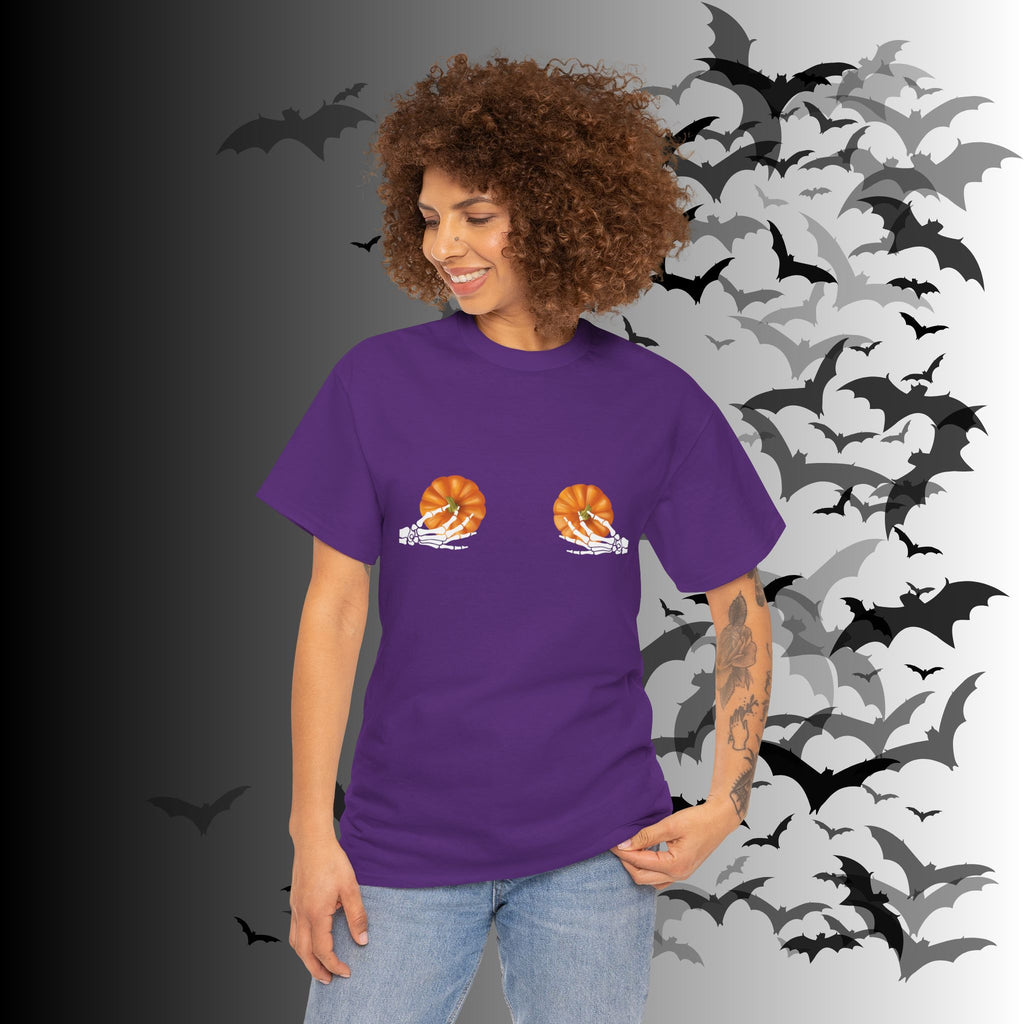 Skeleton Hands Pumpkin Halloween T-Shirt — Funny Spooky Season Tee