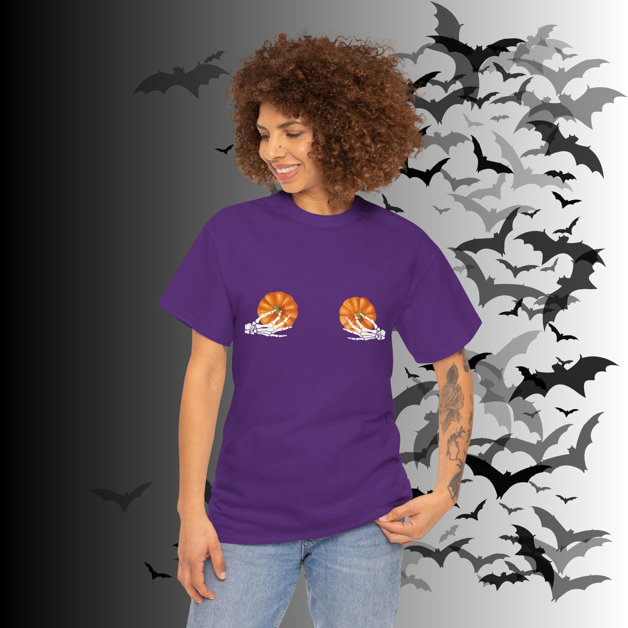 Skeleton Hands Pumpkin Halloween T-Shirt — Funny Spooky Season Tee
