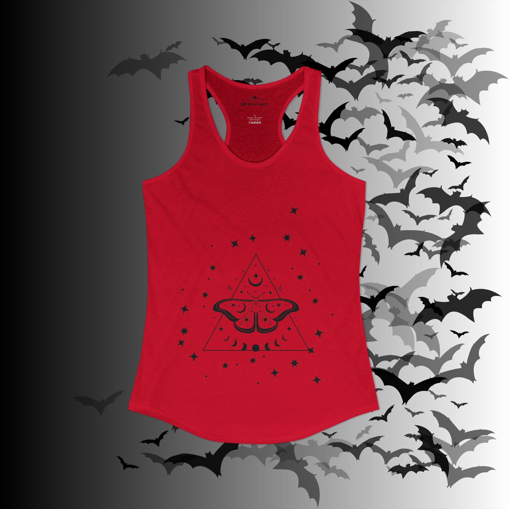 Gothic Luna Moth Celestial Pyramid Tank Top — Witchy Racerback Shirt