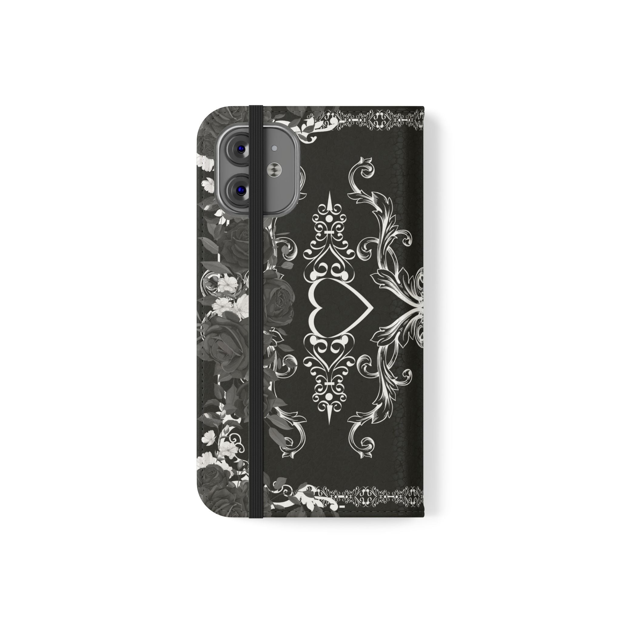 Romantic Goth Wallet Flip Case - Goth Botanical Phone Case