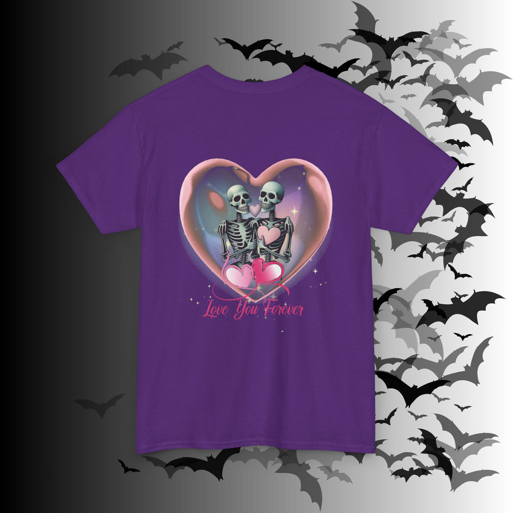 "Love You Forever" Gothic Skeleton Couples T-Shirt — Goth Valentine's Day Matching Tee