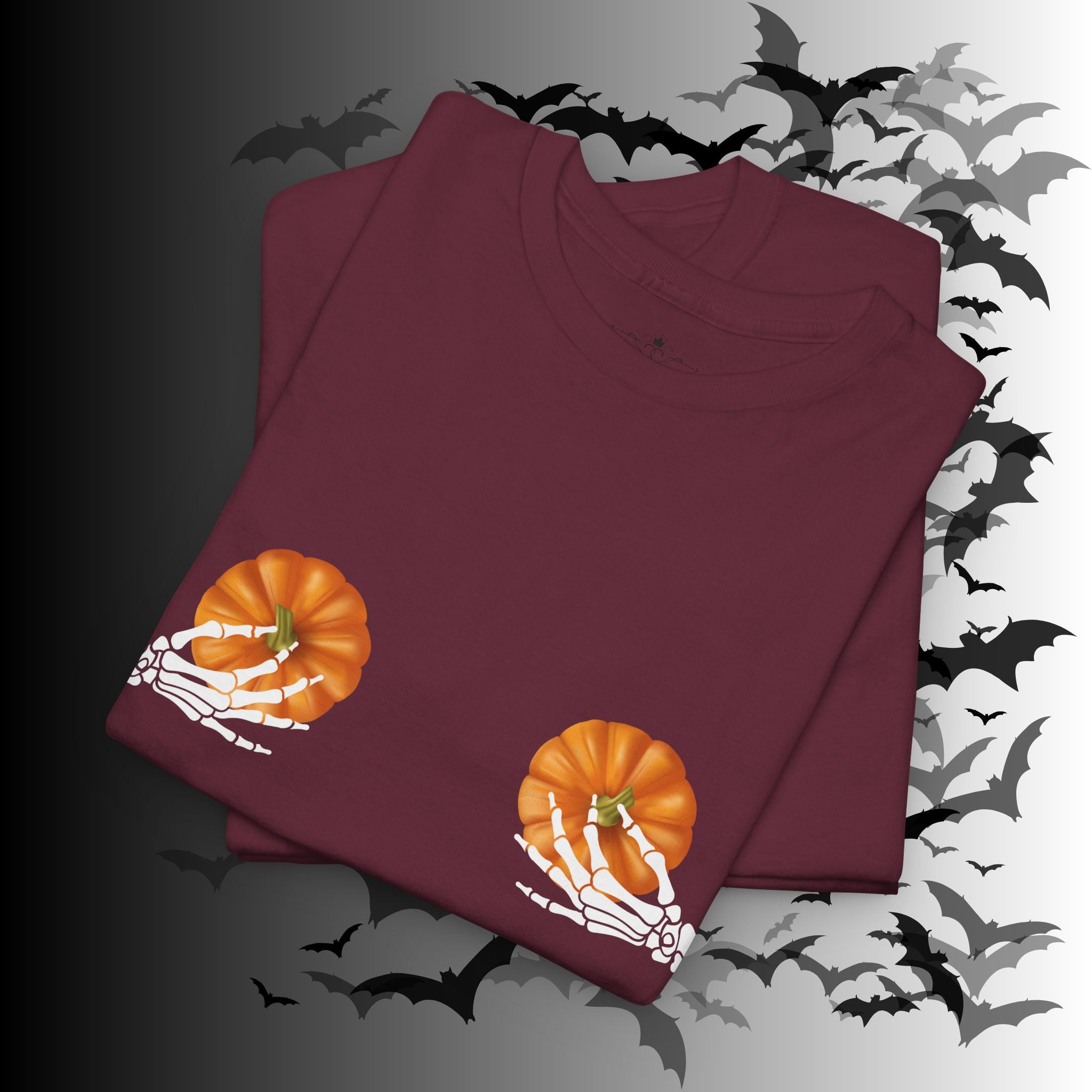 Skeleton Hands Pumpkin Halloween T-Shirt — Funny Spooky Season Tee