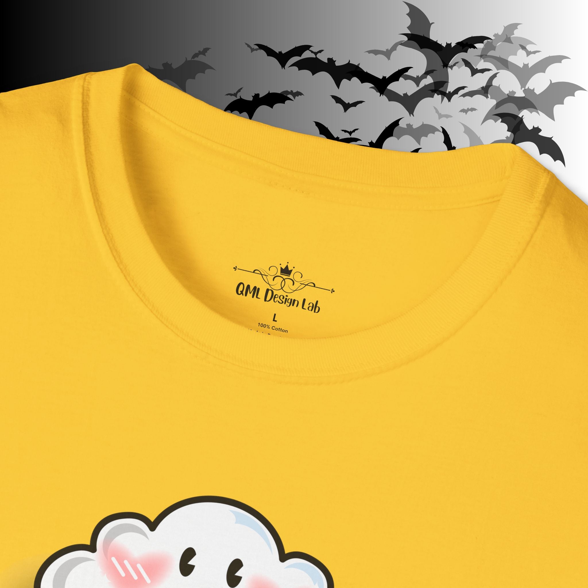 Rainbow Vomit Cloud Bat T-Shirt — Kawaii Goth Pride Unisex Tee