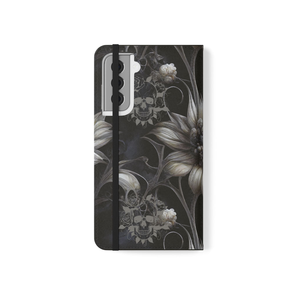 Goth Botanical Flip Wallet Case for iPhone and Samsung Galaxy Phones