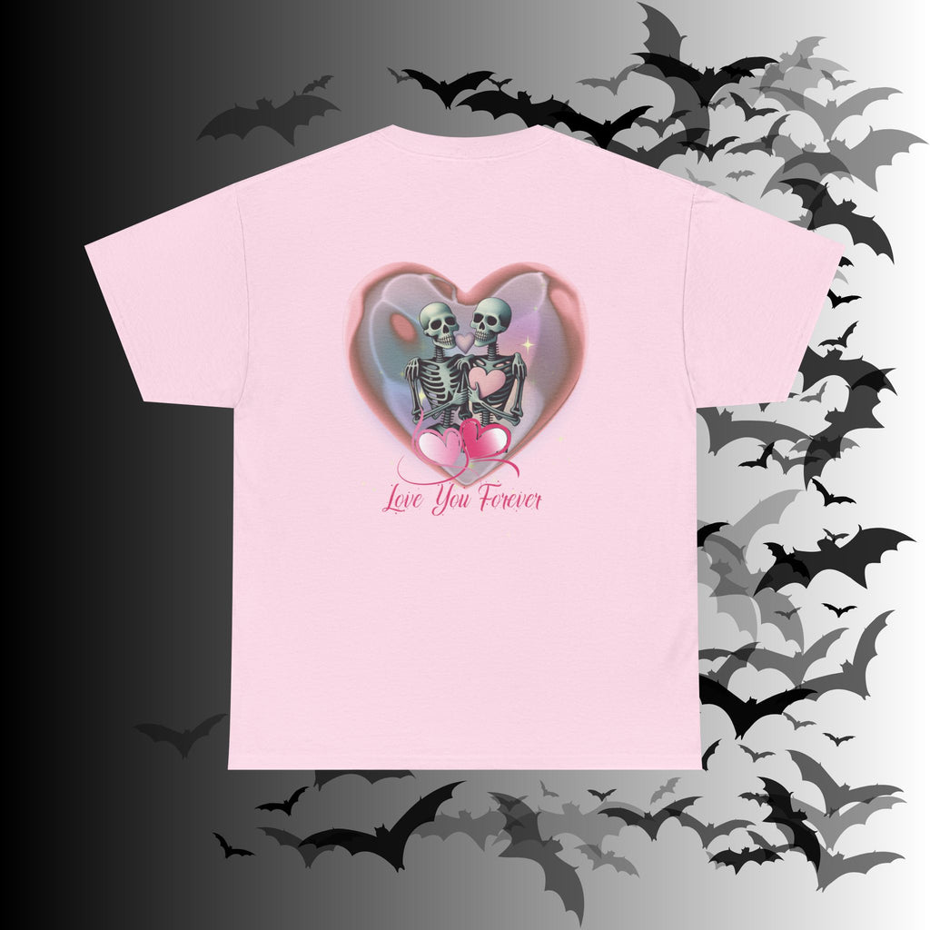 "Love You Forever" Gothic Skeleton Couples T-Shirt — Goth Valentine's Day Matching Tee
