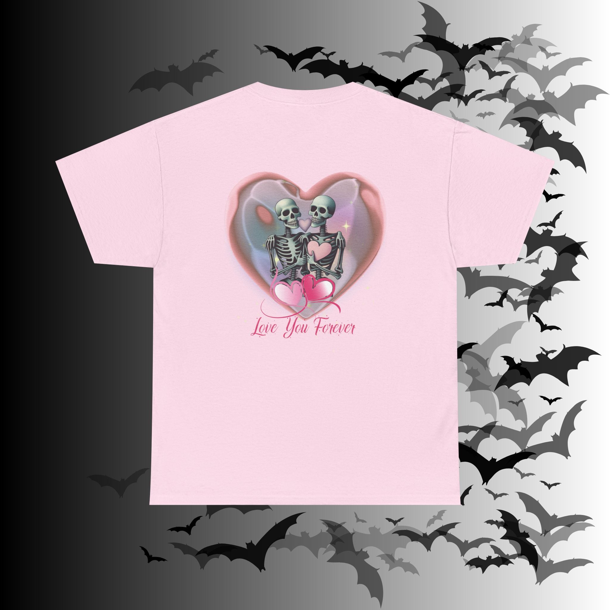 "Love You Forever" Gothic Skeleton Couples T-Shirt — Goth Valentine's Day Matching Tee