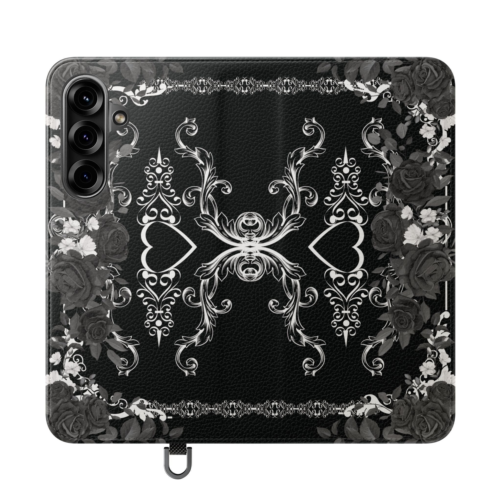 Romantic Goth Wallet Flip Case - Goth Botanical Phone Case