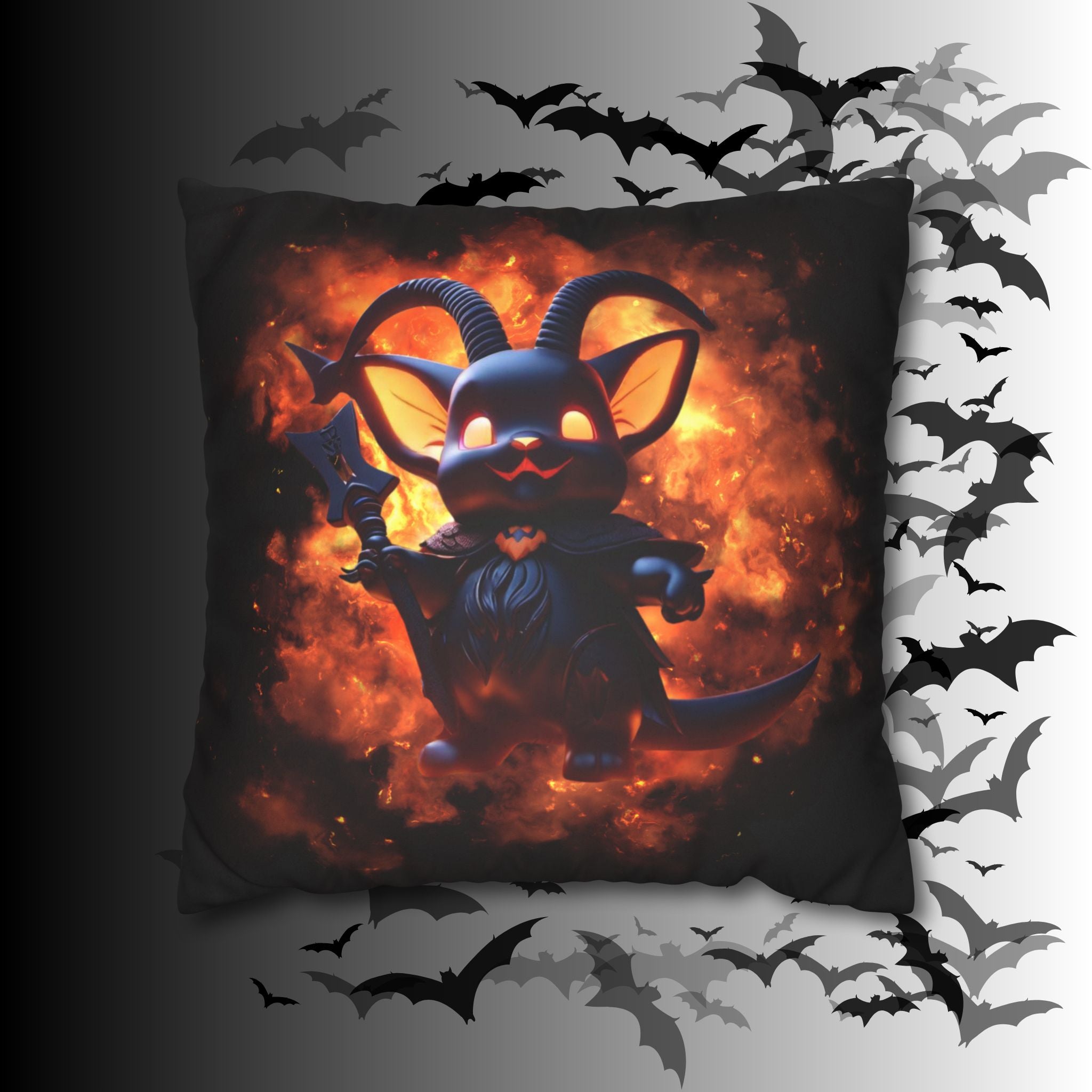 Cute Baphomet Throw Pillow — Gothic Occult Dark Home Decor