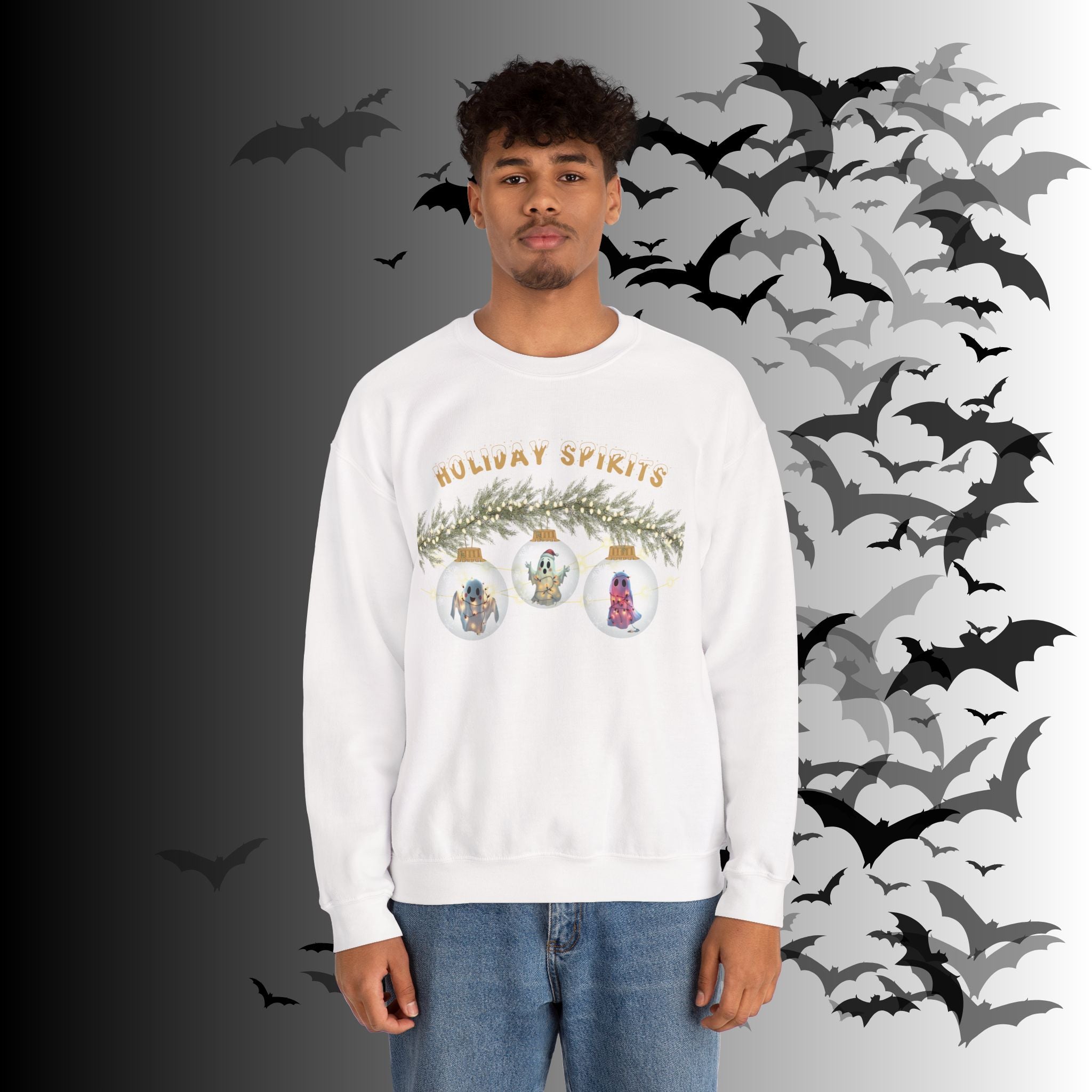 Holiday Spirits Crewneck Sweatshirt — Ghost Christmas Ornament Gothmas