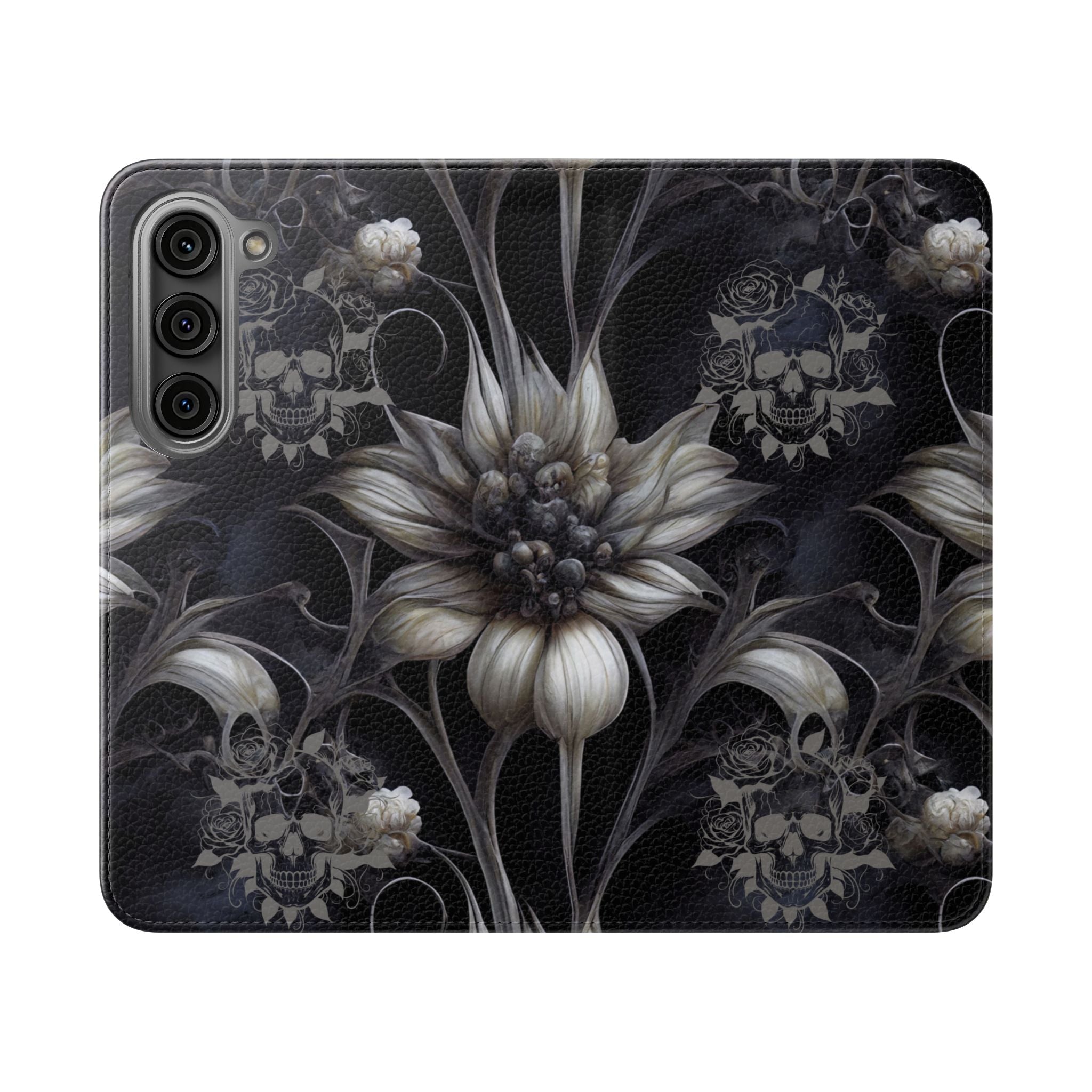 Goth Botanical Flip Wallet Case for iPhone and Samsung Galaxy Phones