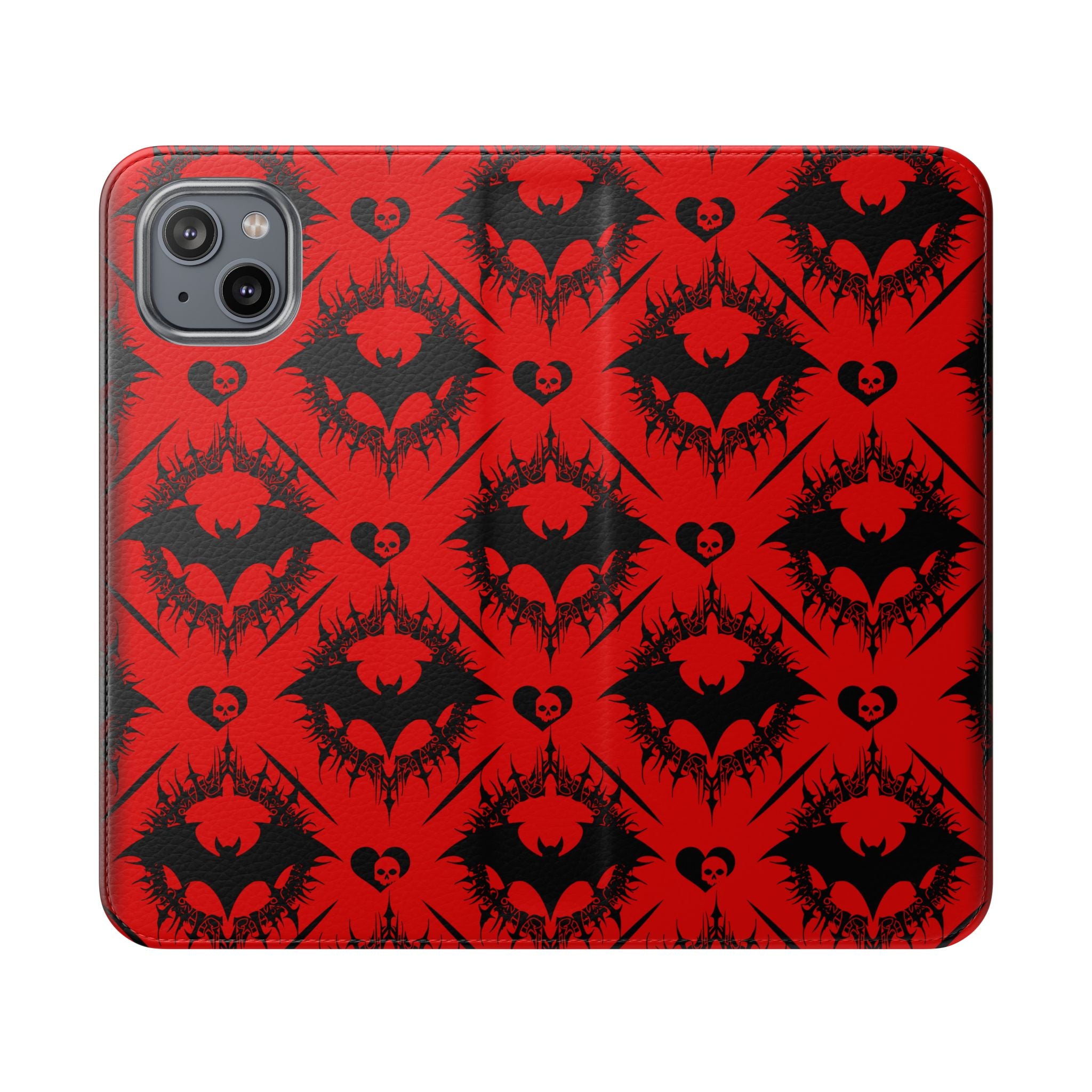 Gothic Bat Wallet Flip Case - Elegant Goth Phone Wallet - Bat Pattern Flip Case - Gothic Phone Case - Stylish Wallet Phone Case