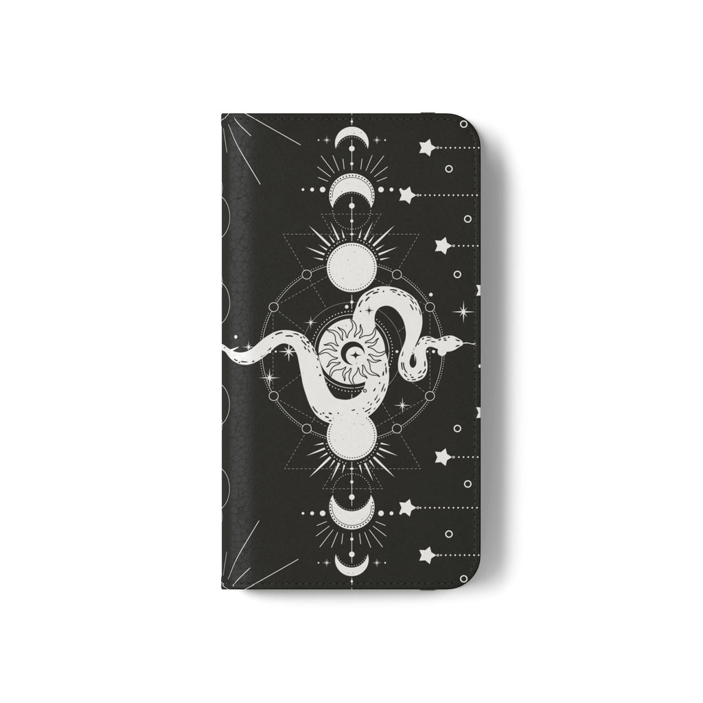 Gothic Style Celestial Snake Moon Phases Wallet Flip PhoneCase - Celestial Style Phone Case for iPhone and Samsung - Moon Phases Wallet Case