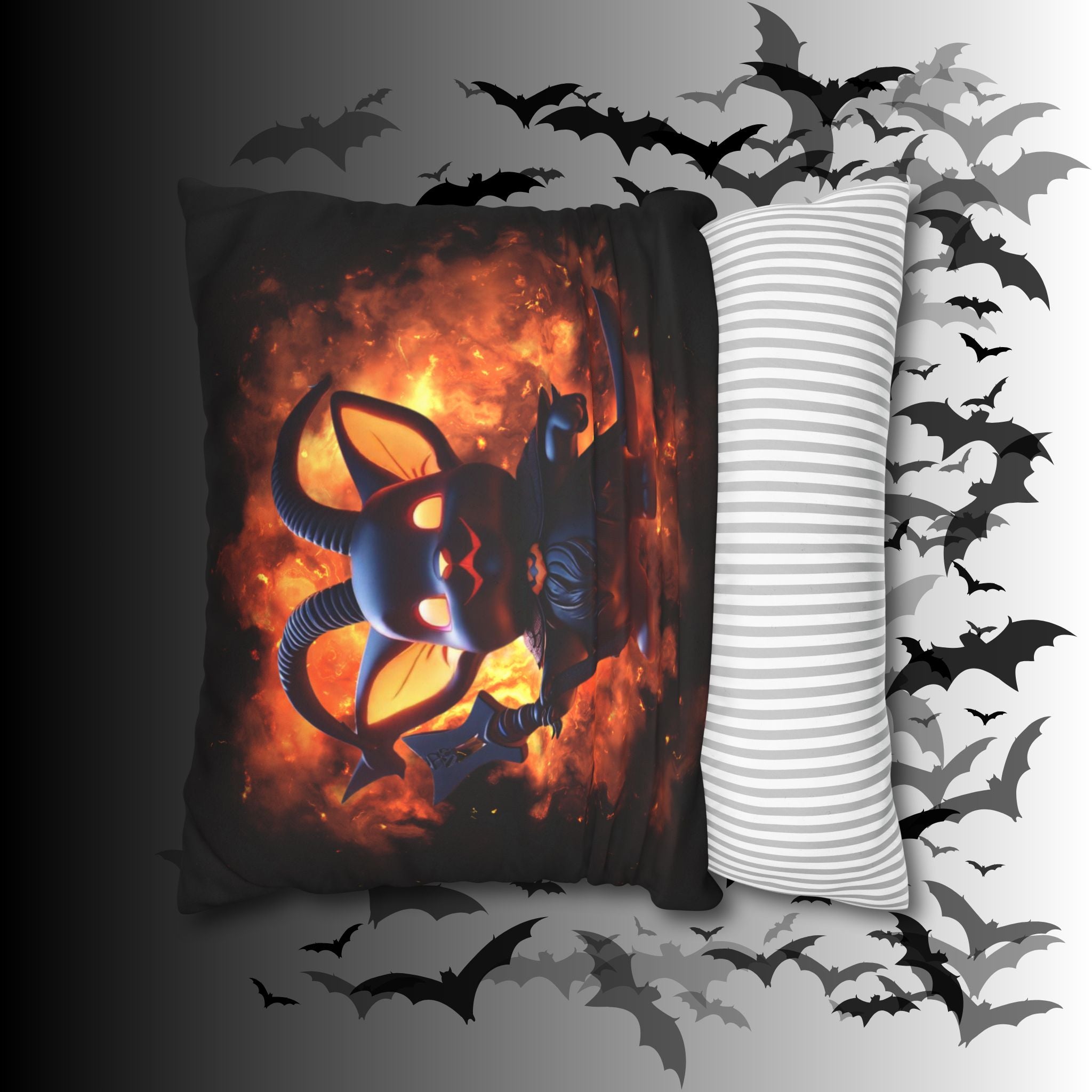 Cute Baphomet Throw Pillow — Gothic Occult Dark Home Decor