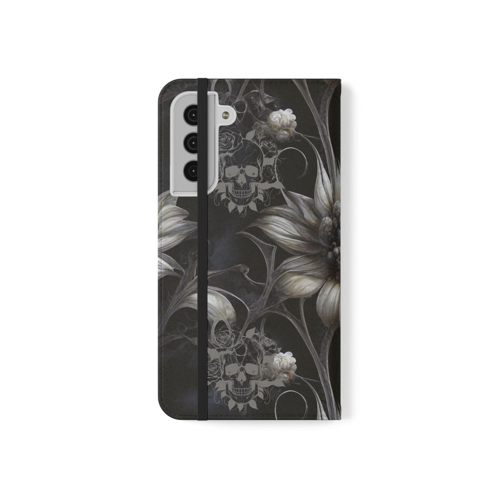 Goth Botanical Flip Wallet Case for iPhone and Samsung Galaxy Phones