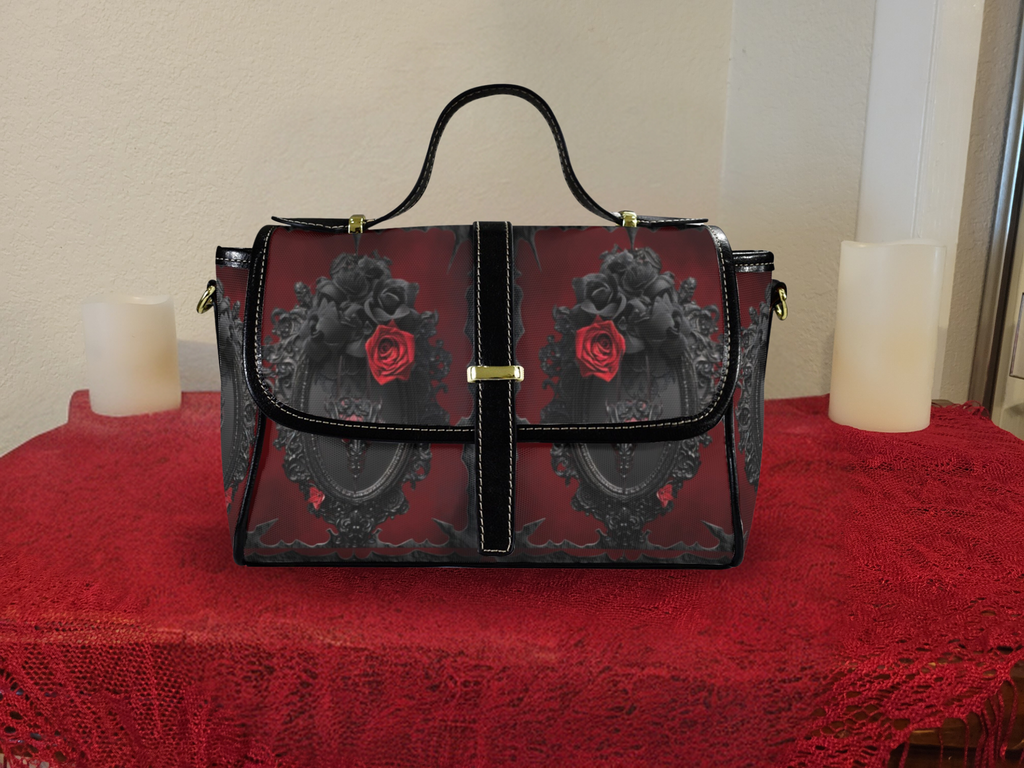 Gothic Dragon Mirror Crossbody Bag | Waterproof Canvas Satchel Purse for Women