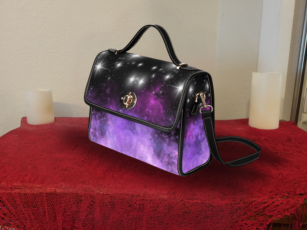 Purple Galaxy Handbag | Cosmic Nebula Waterproof Canvas Crossbody Purse