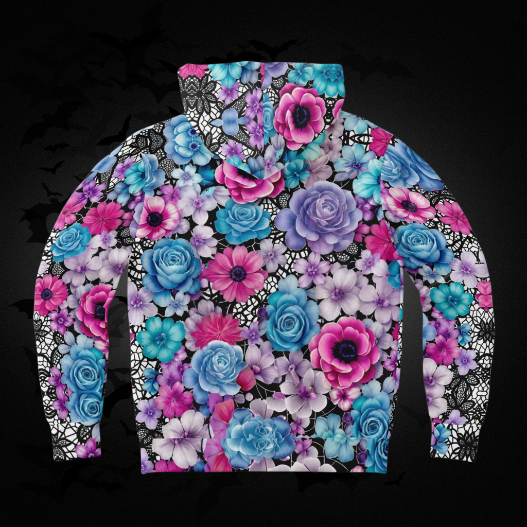 Pastel Goth Floral Skull Hoodie — Gothic Skull Unisex All Over Print
