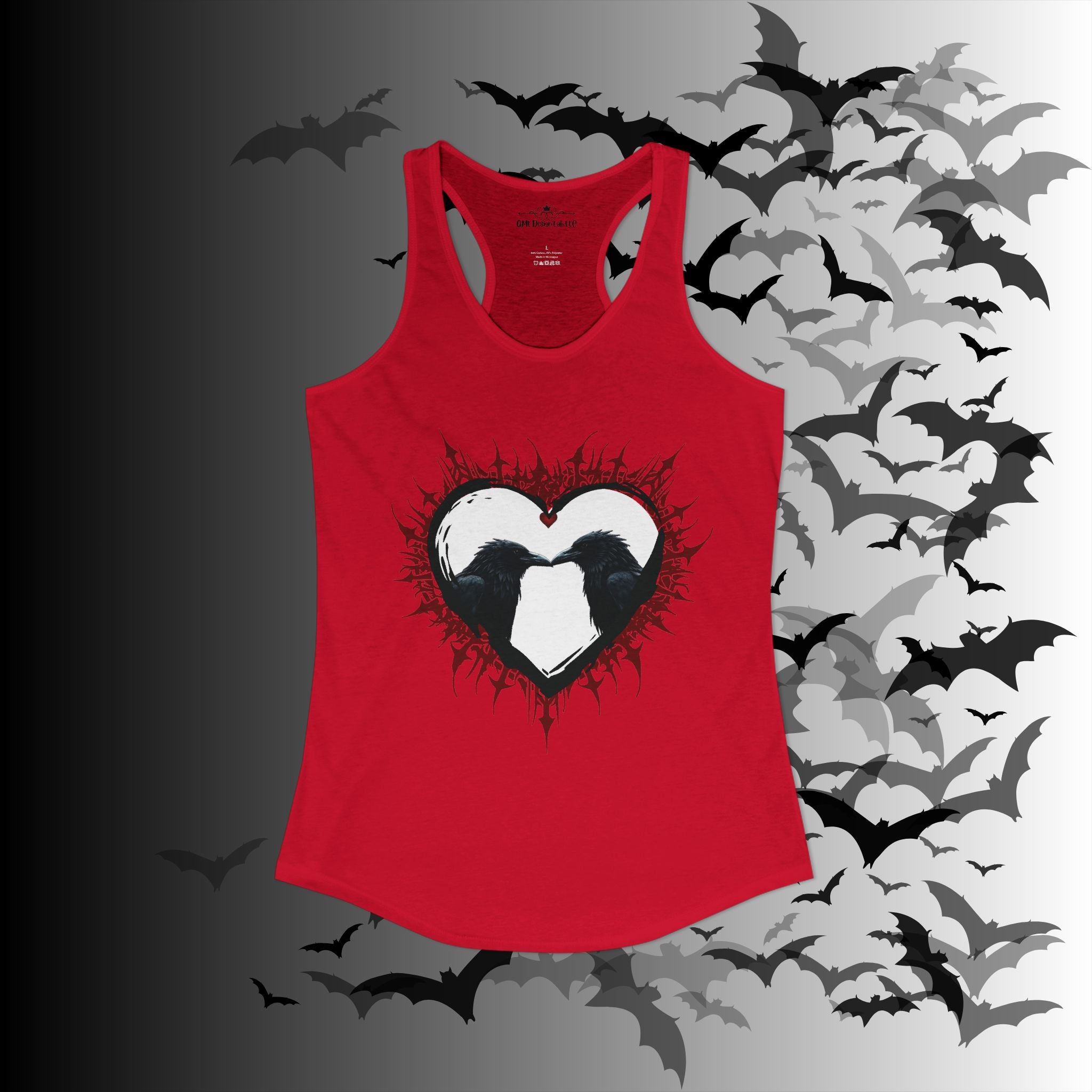 Gothic Raven Heart Racerback Tank Top — Dark Romance Corvid Tank