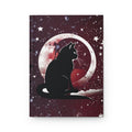 Gothic Black Cat Full Moon Journal — Crimson Starfield Hardcover Spell Book